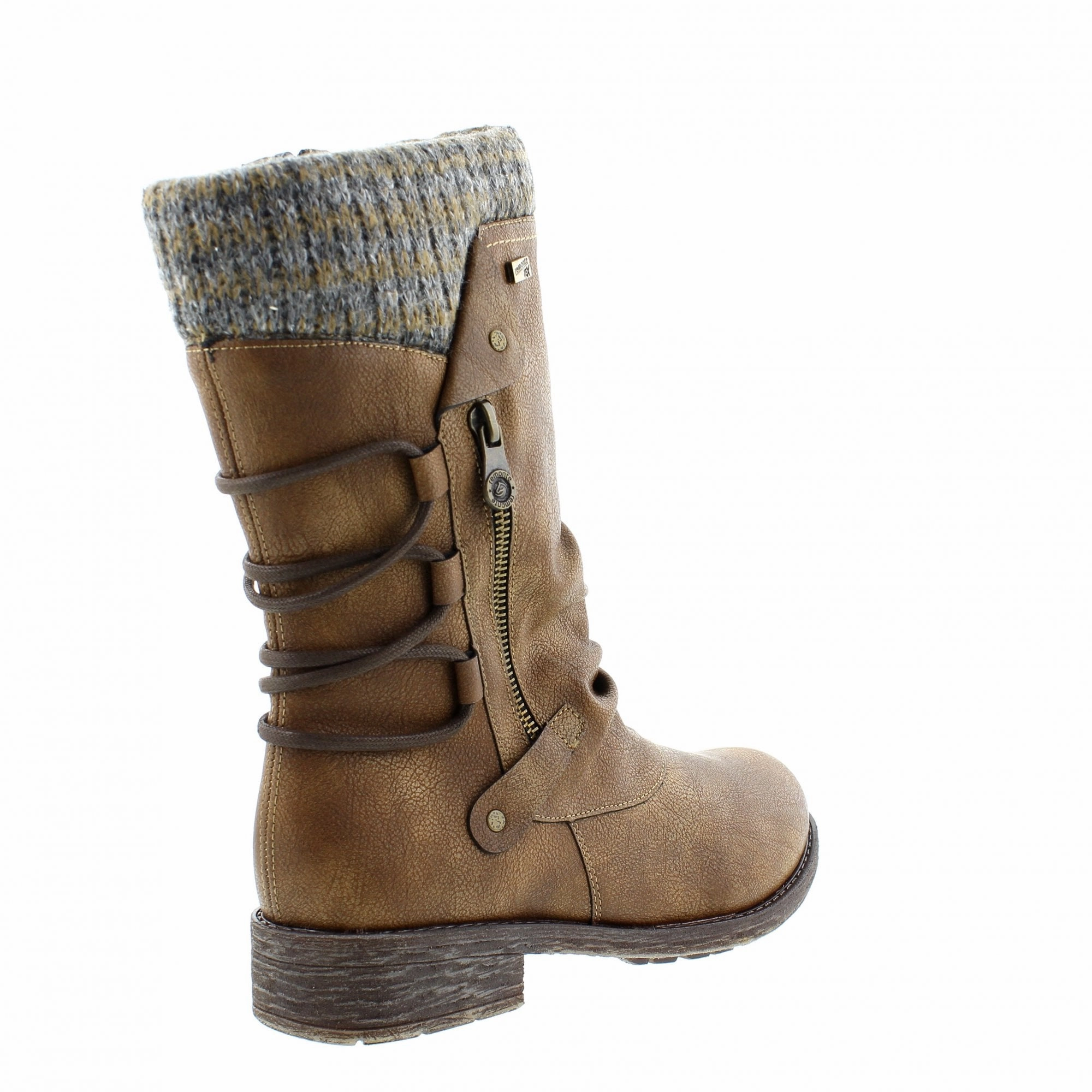 D8070-25 Brown Mid Calf Knit Cuff RTex Durable Leather