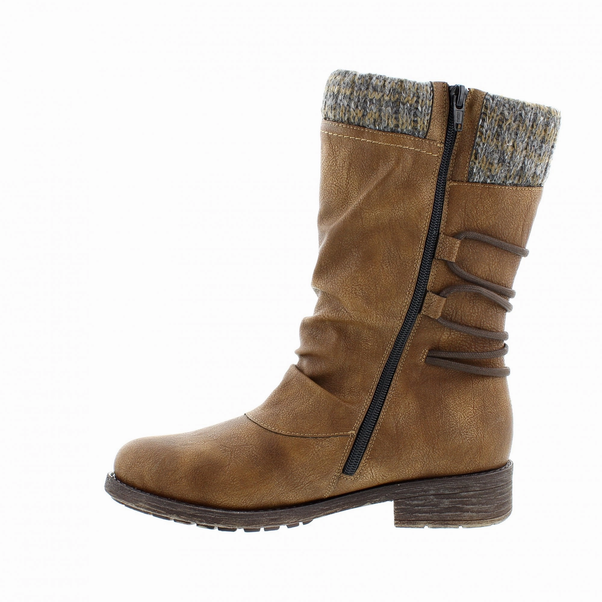 D8070-25 Brown Mid Calf Knit Cuff RTex Wide Sole
