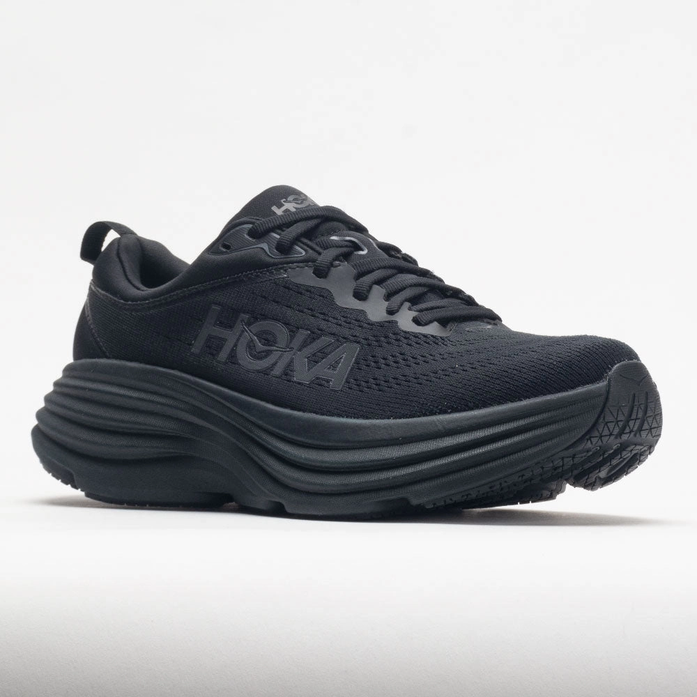 HOKA Bondi 8 Women's  Black/Black logo - branded running gear Maximum Performance