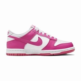 Breathable Knit Upper Nike Dunk Low (GS), Laser Fuchsia