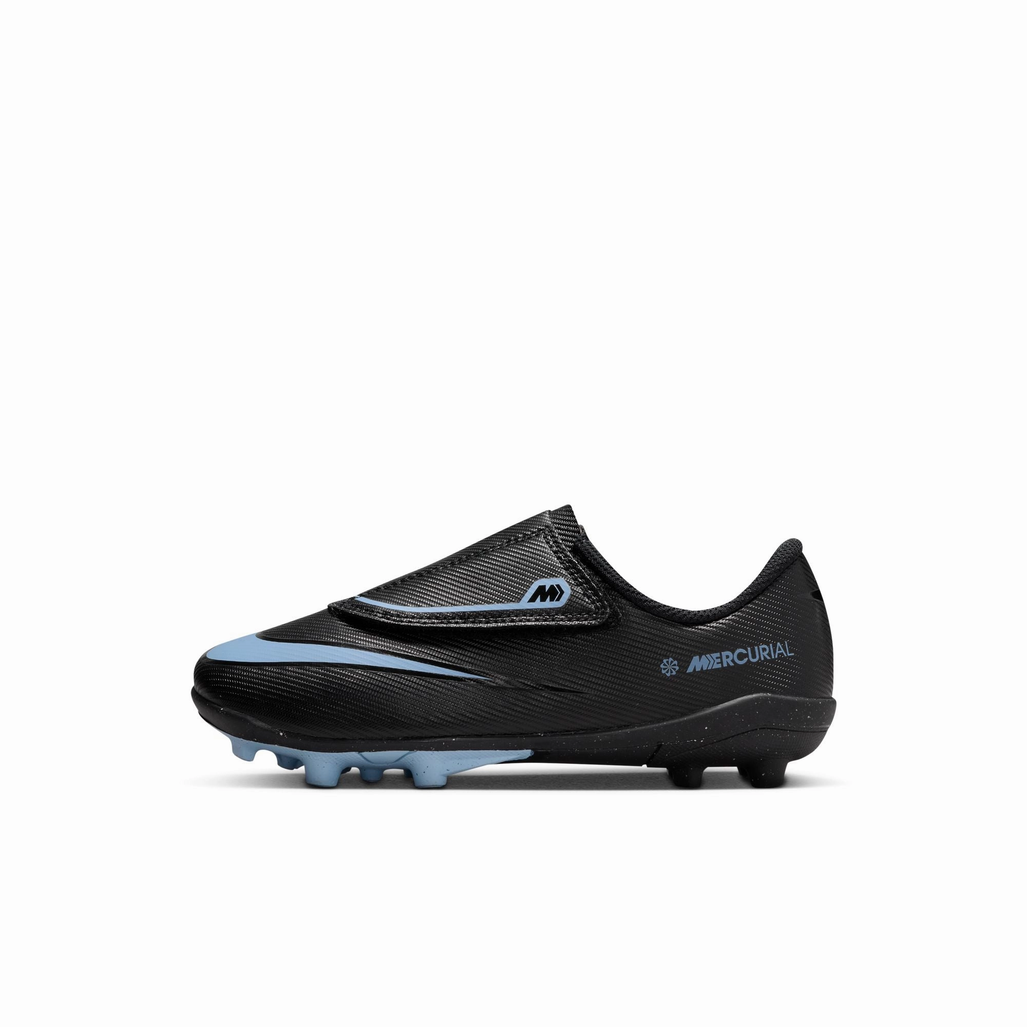 Turf Control Sharp Grip Nike Junior Mercurial Vapor 16 Club MG Multi Ground PS (V) Soccer Shoes- Black/Ice Blue