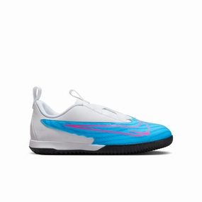 Run Ready Nike Junior Phantom GX Academy IC Indoor Soccer Shoes-White/Black/Blue/Pink