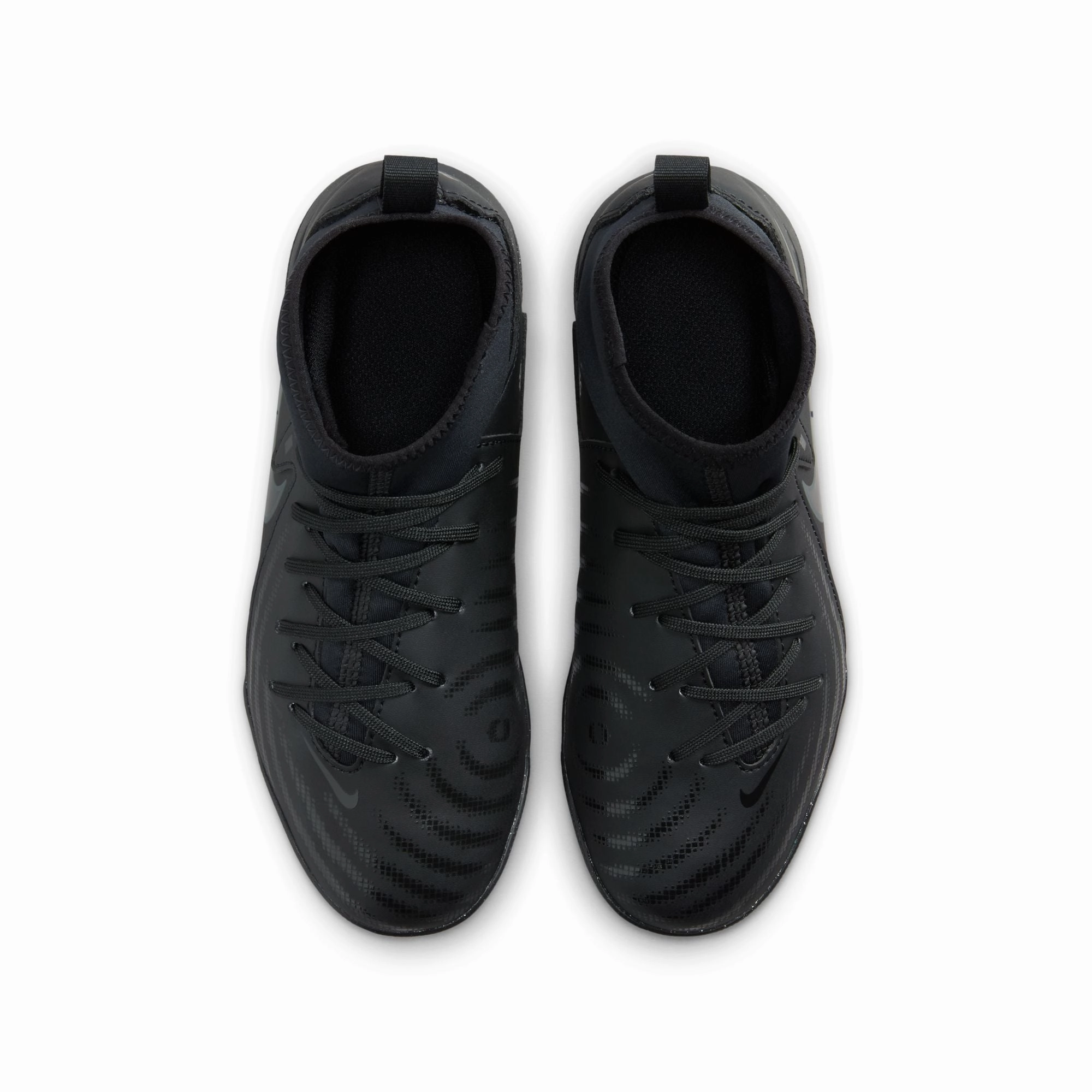 Nike Junior Phantom II Academy TF Turf Soccer Cleats - Black/ Black Deep Jungle Foot Drive Step Lock