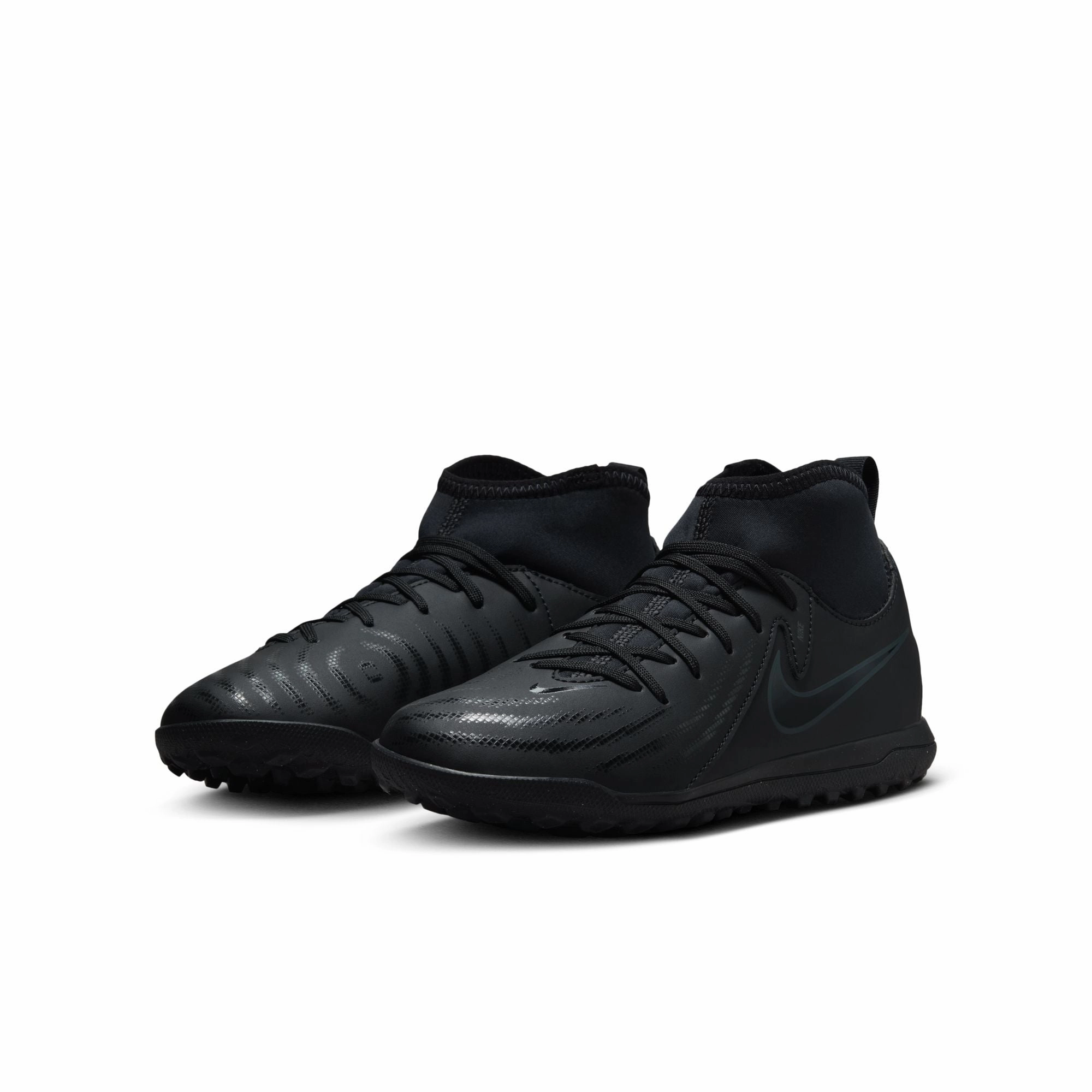 Nike Junior Phantom II Academy TF Turf Soccer Cleats - Black/ Black Deep Jungle Sharp Motion