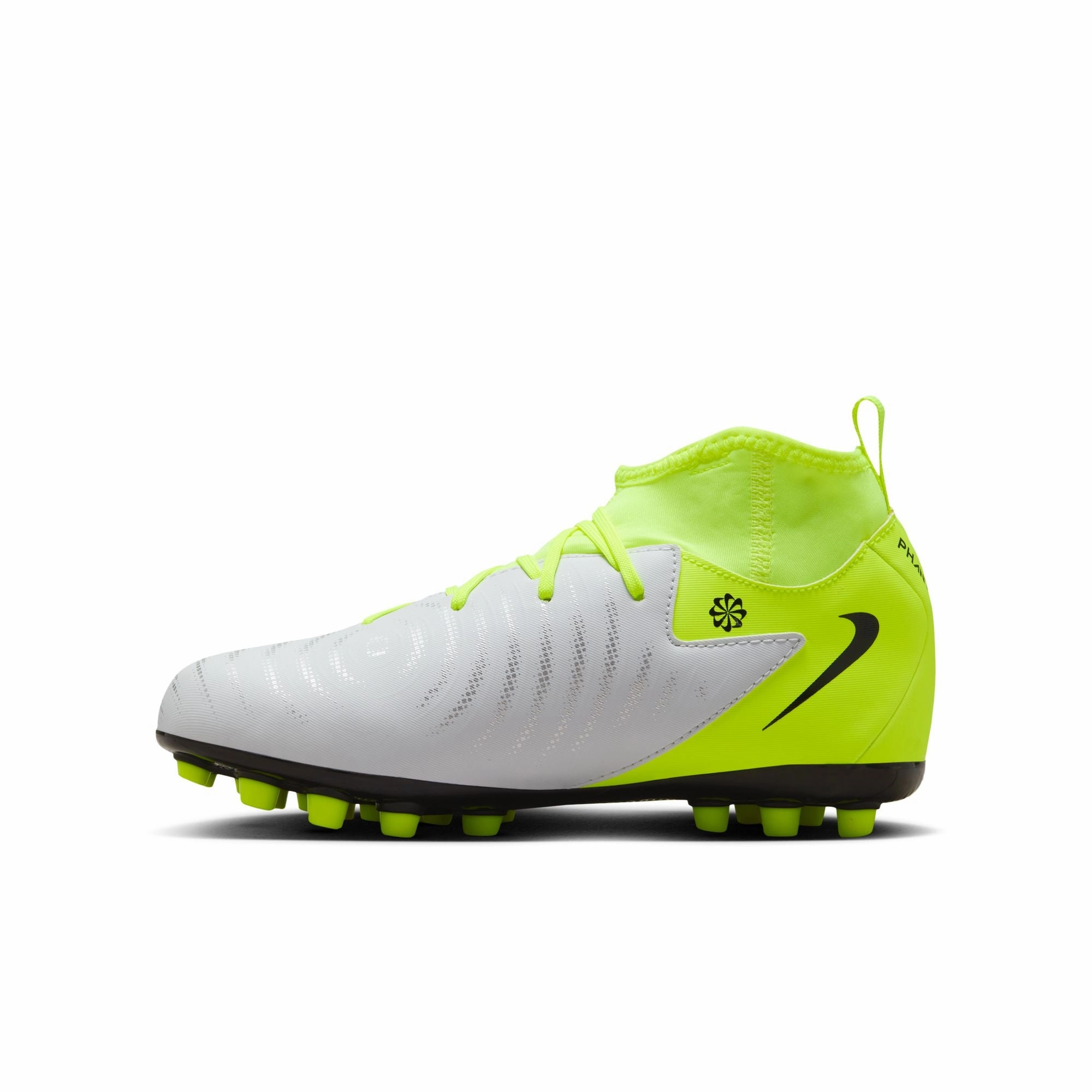 Balanced Traction Nike Junior Phantom Luna Academy FG Firm Ground Shoes - Metallic Silver/ Black Volt