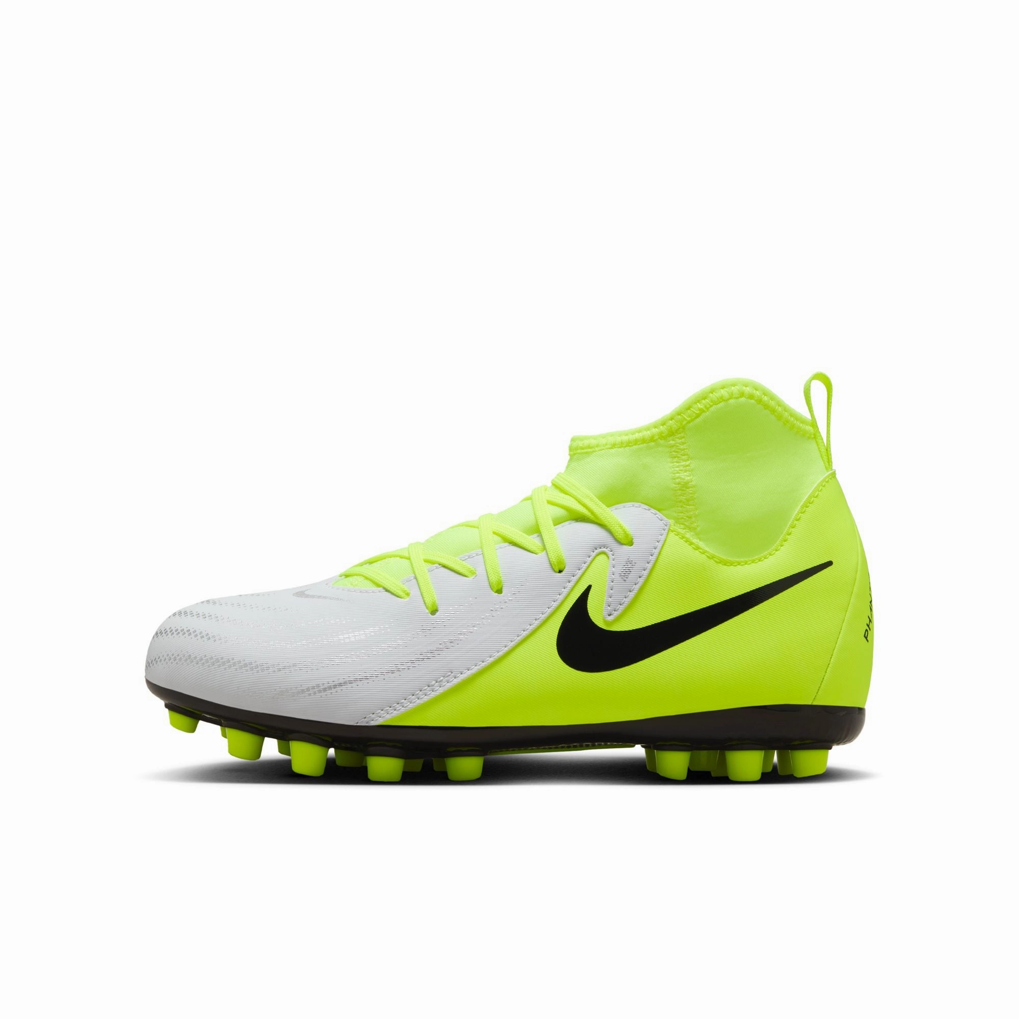 Anti-Clog Easy Entry Nike Junior Phantom Luna Academy FG Firm Ground Shoes - Metallic Silver/ Black Volt
