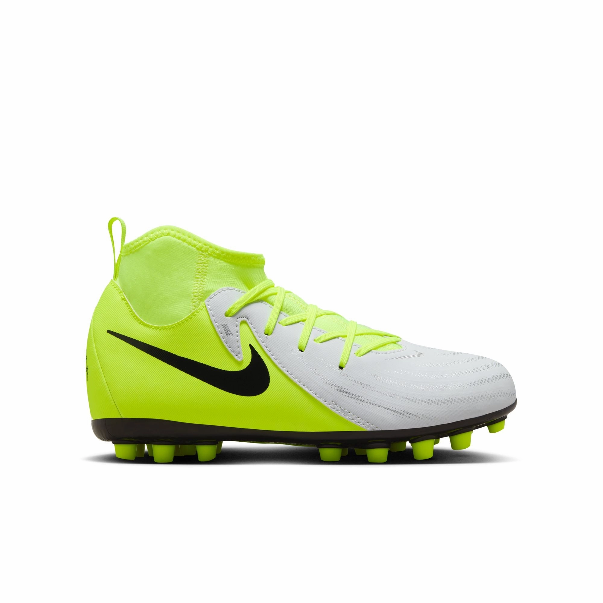 Sharp Step Elite Motion Nike Junior Phantom Luna Academy FG Firm Ground Shoes - Metallic Silver/ Black Volt