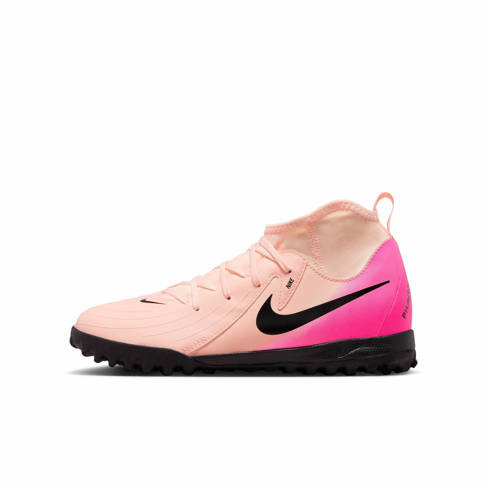Nike Junior Phantom Luna II Academy TF Turf Soccer Cleats - Crimson Tint/Black-Pink Blast Attack Mode