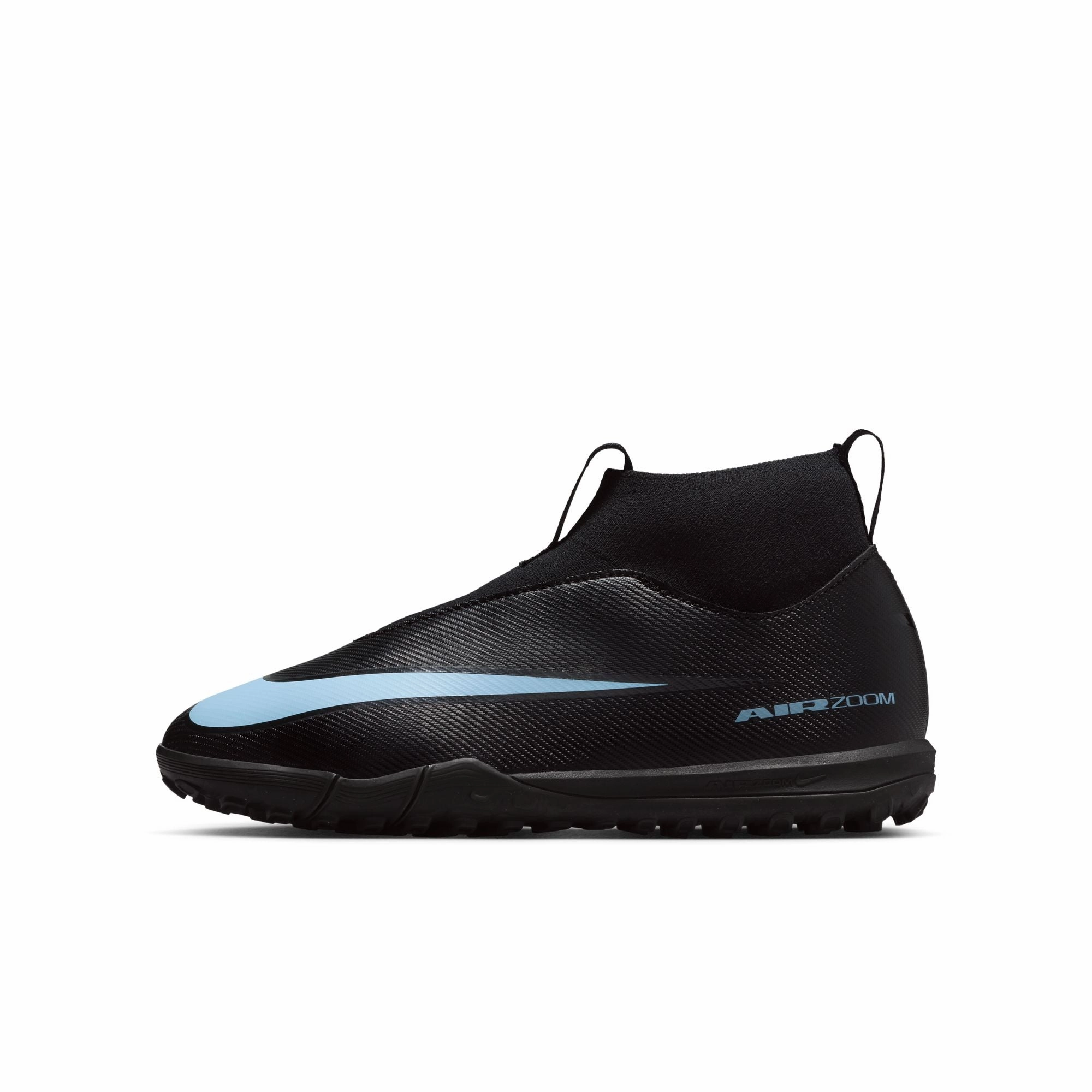 Stable Frame Nike Junior Superfly 10 Academy TF Turf Soccer Shoes - Black/Ice Blue