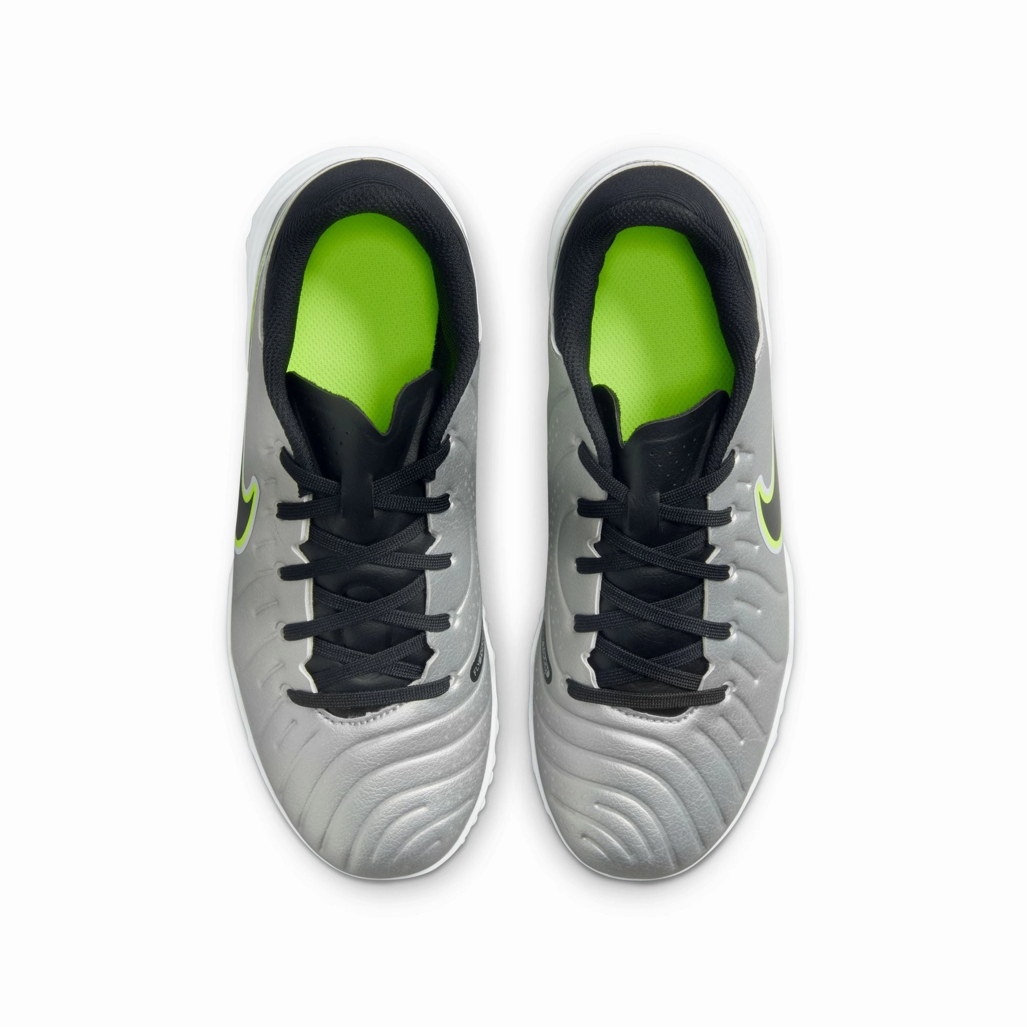 Ball Drive Motion Boost Nike Junior Tiempo Legend 10 Academy TF Turf Soccer Shoes - Metallic Silver/ Black Volt