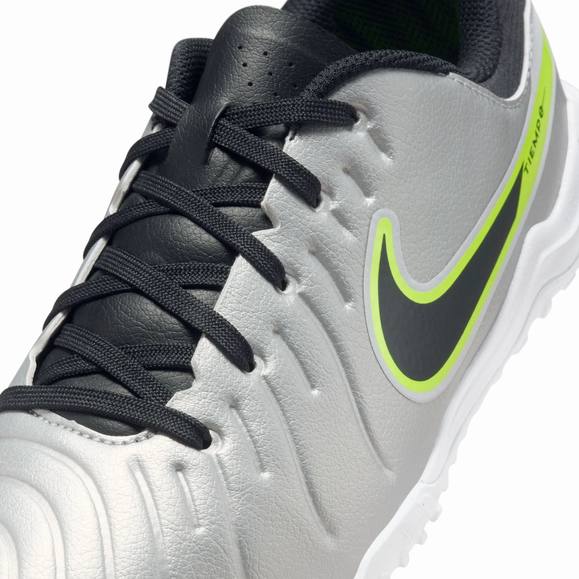 Daily Practice Nike Junior Tiempo Legend 10 Academy TF Turf Soccer Shoes - Metallic Silver/ Black Volt