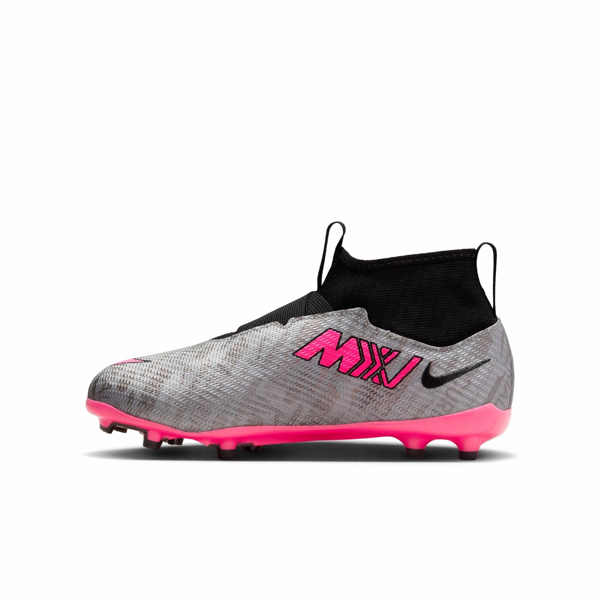 Durable Upper Field Drill Nike Junior Zoom Mercurial Superfly 9 Pro FG Soccer Shoes - Silver/Pink/Black/Yellow