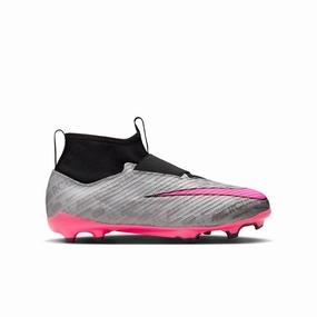 Nike Junior Zoom Mercurial Superfly 9 Pro FG Soccer Shoes - Silver/Pink/Black/Yellow Roll Barrier