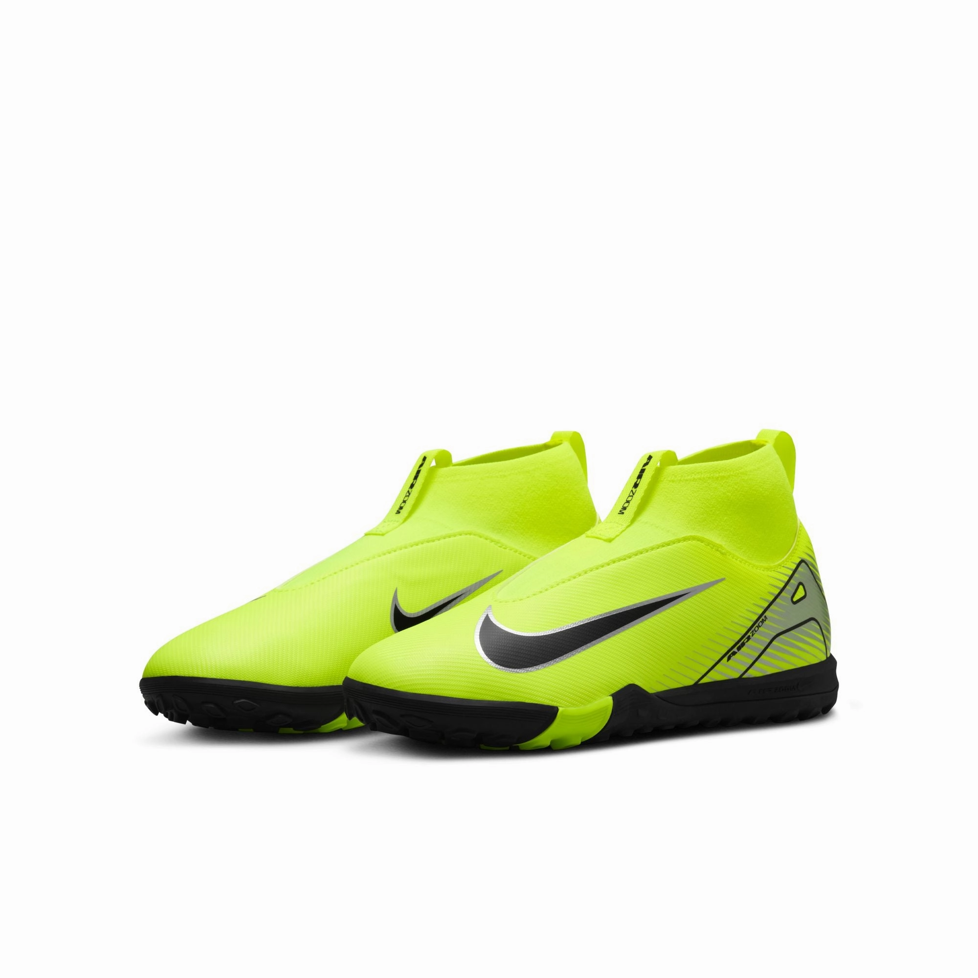 Training Zone Nike Junior Zoom Superfly 10 Academy TF Turf Soccer Shoes - Metallic Silver/Black Volt