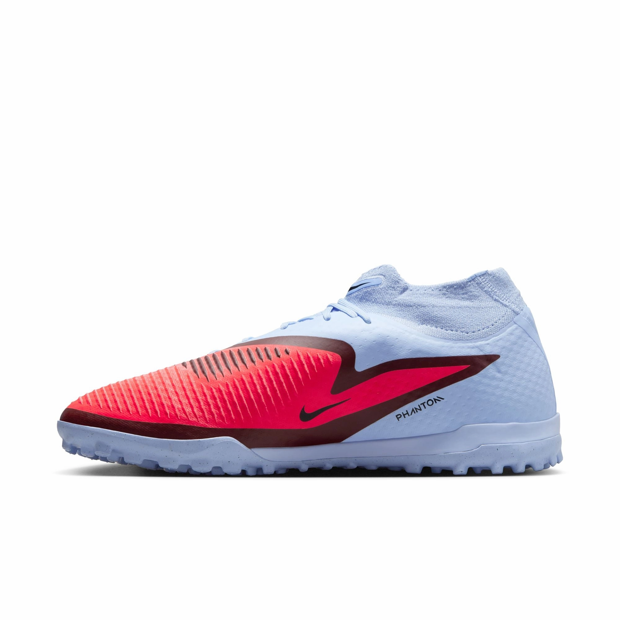 Nike Phantom 6 360 High Academy DF TF Turf Soccer Shoes - Royal Tint/ Bright Crimson artificial turf Men??s Practice