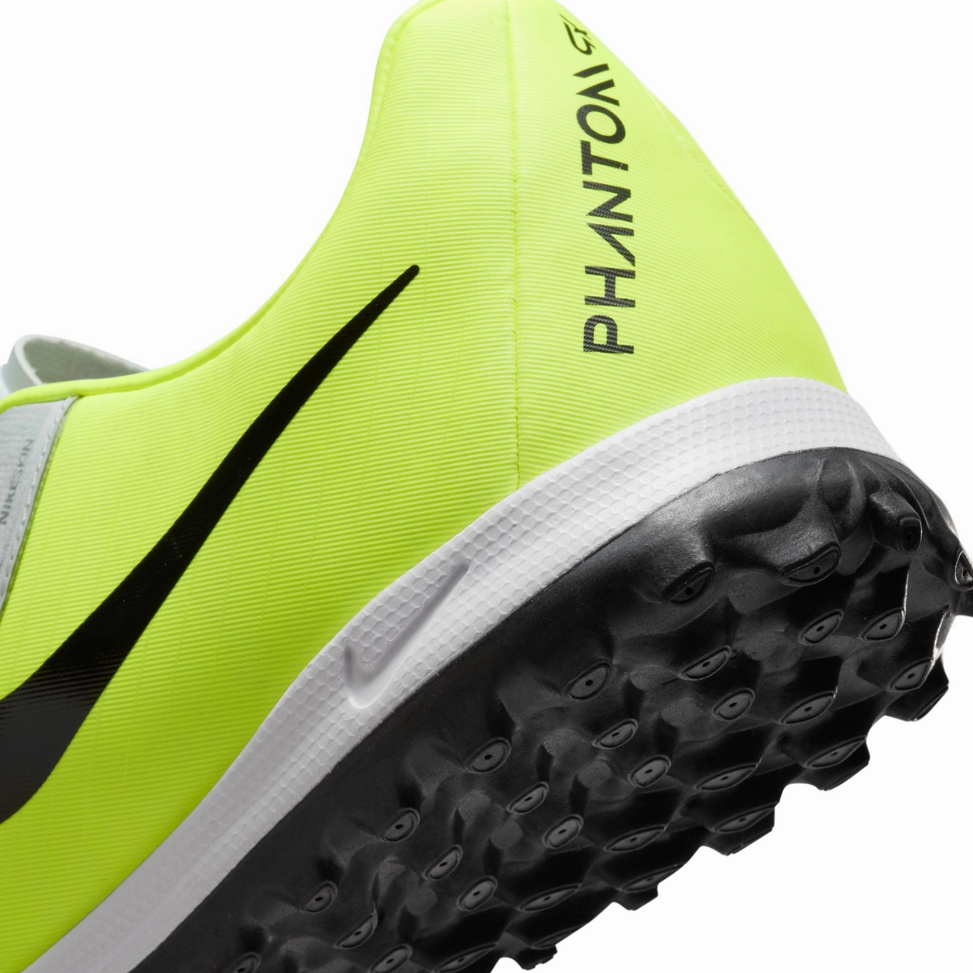 Nike Phantom GX Academy TF Turf Soccer Shoes - Metallic Silver/ Black Volt Support Wrap Training Zone