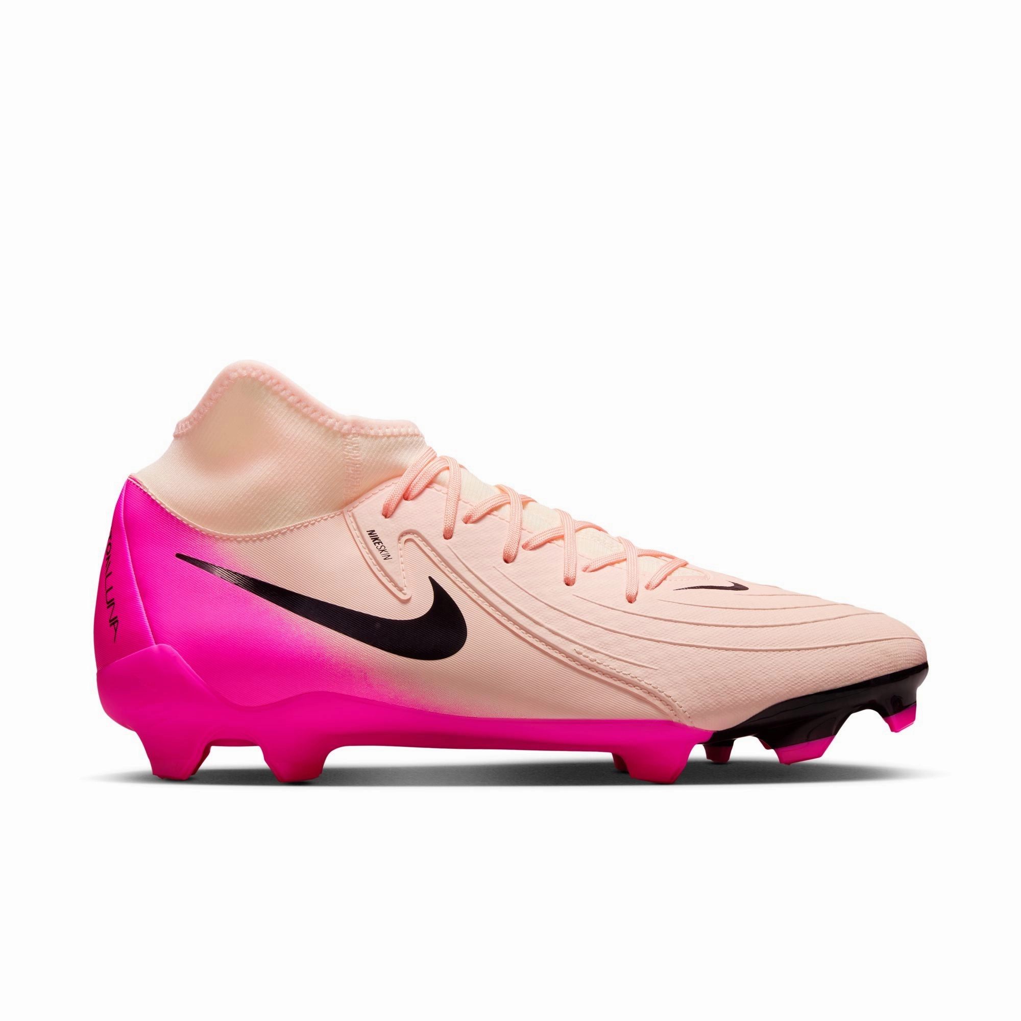 Nike Phantom Luna II Academy FG Firm Ground Soccer Shoes - Crimson Tint/Black-Pink Blast Sport Mesh Toe Guard
