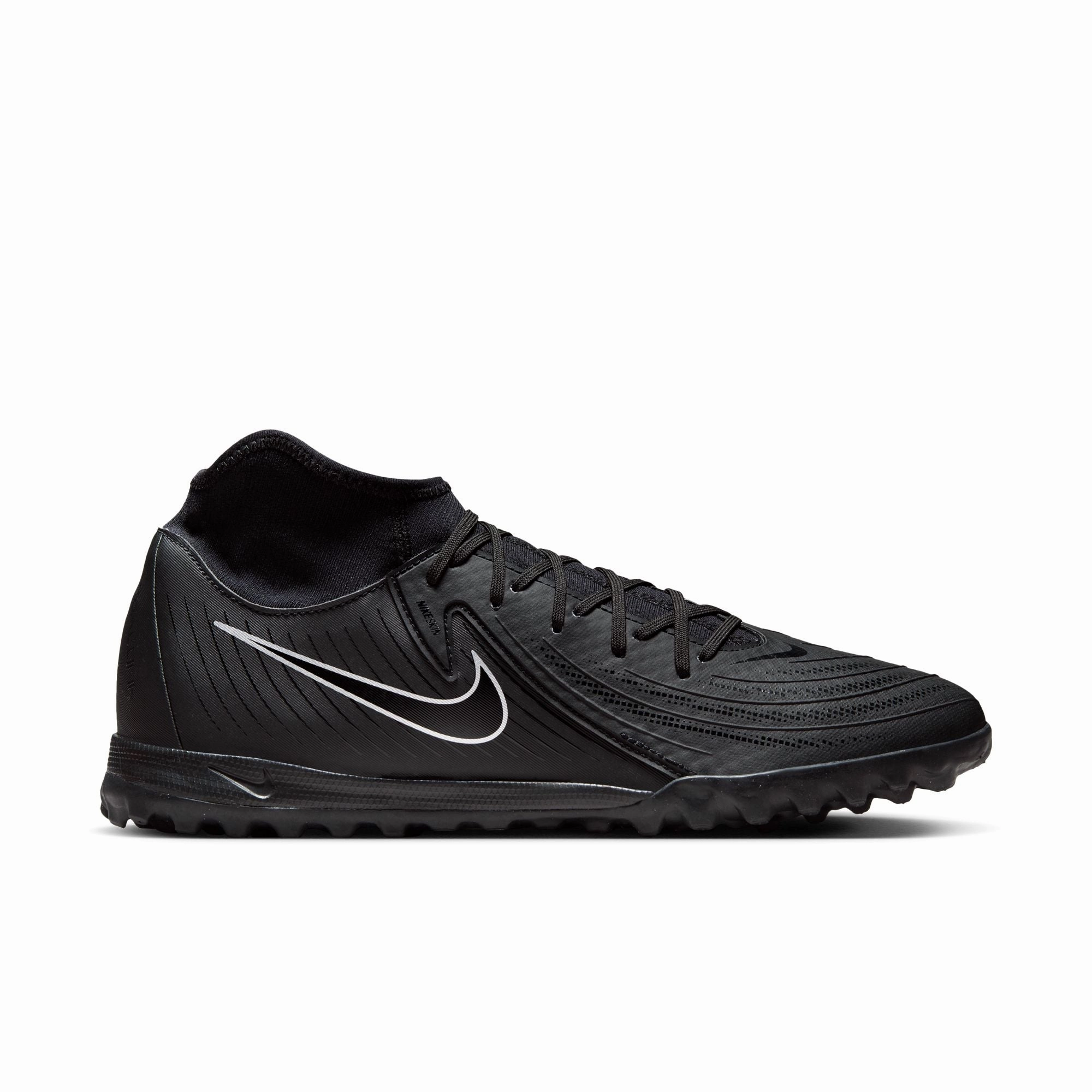 Fast Ground Reinforced toe Nike Phantom Luna II Academy TF Turf Soccer Shoes - Black