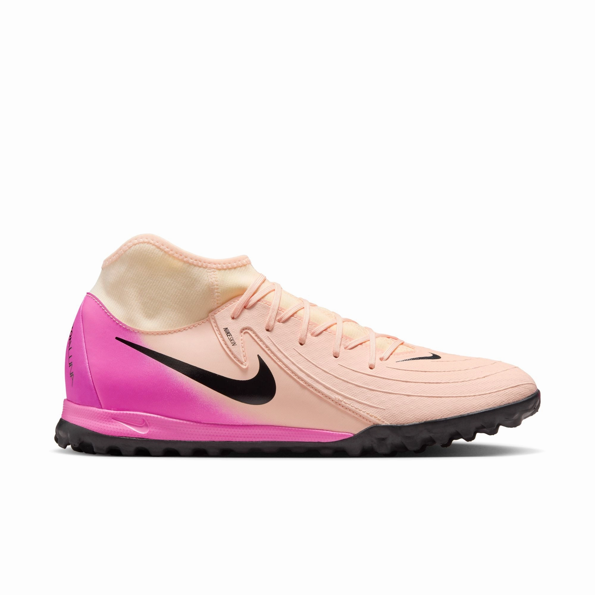 Nike Phantom Luna II Academy TF Turf Soccer Shoes - Crimson Tint/Black-Pink Blast Breathable Liner Breathable Upper