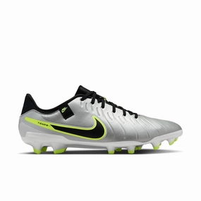 Nike Tiempo Legend 10 Academy MG Multi Ground Soccer Shoes - Metallic Silver / Black Volt Touch Comfort