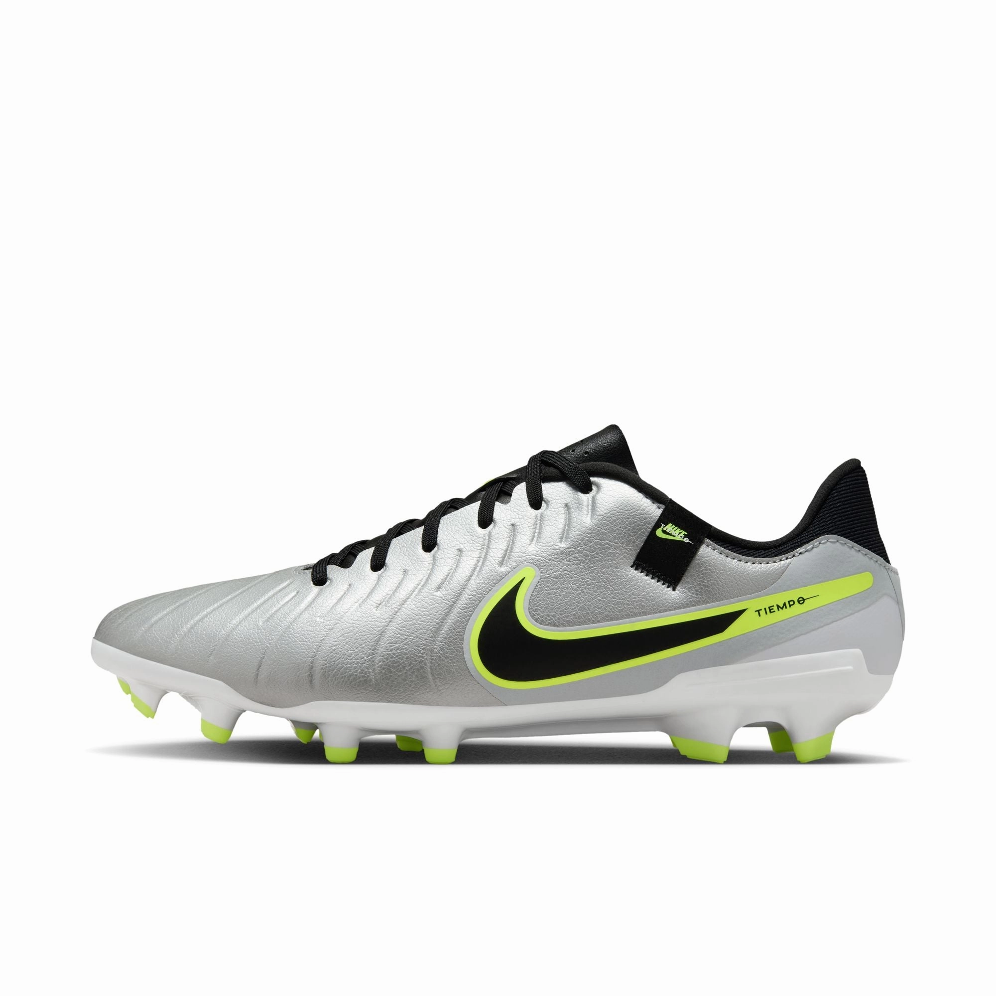 Nike Tiempo Legend 10 Academy MG Multi Ground Soccer Shoes - Metallic Silver / Black Volt Match Line
