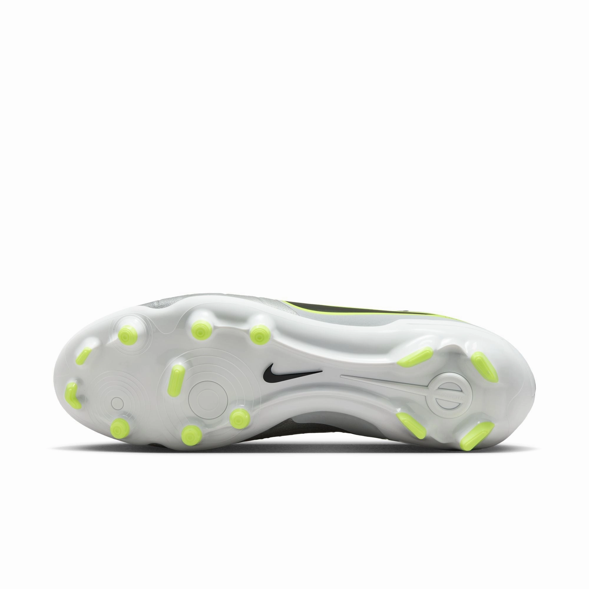 Wing Sprint Kicking Support Nike Tiempo Legend 10 Academy MG Multi Ground Soccer Shoes - Metallic Silver / Black Volt