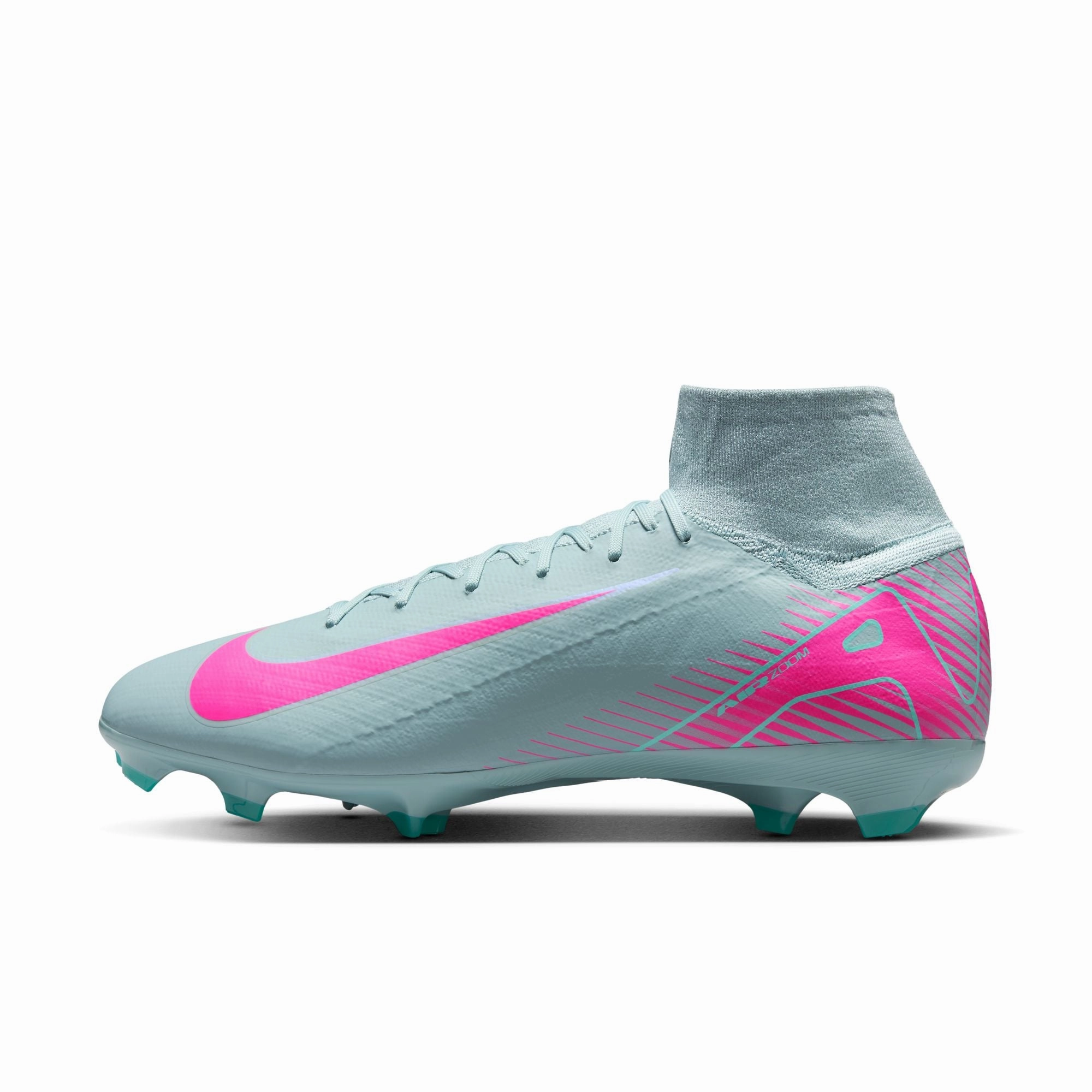 Nike Zoom Superfly 10 PRO FG Firm Ground Soccer Cleats - Ocean Cube/ Pink Blast Junior Fit Performance Ready