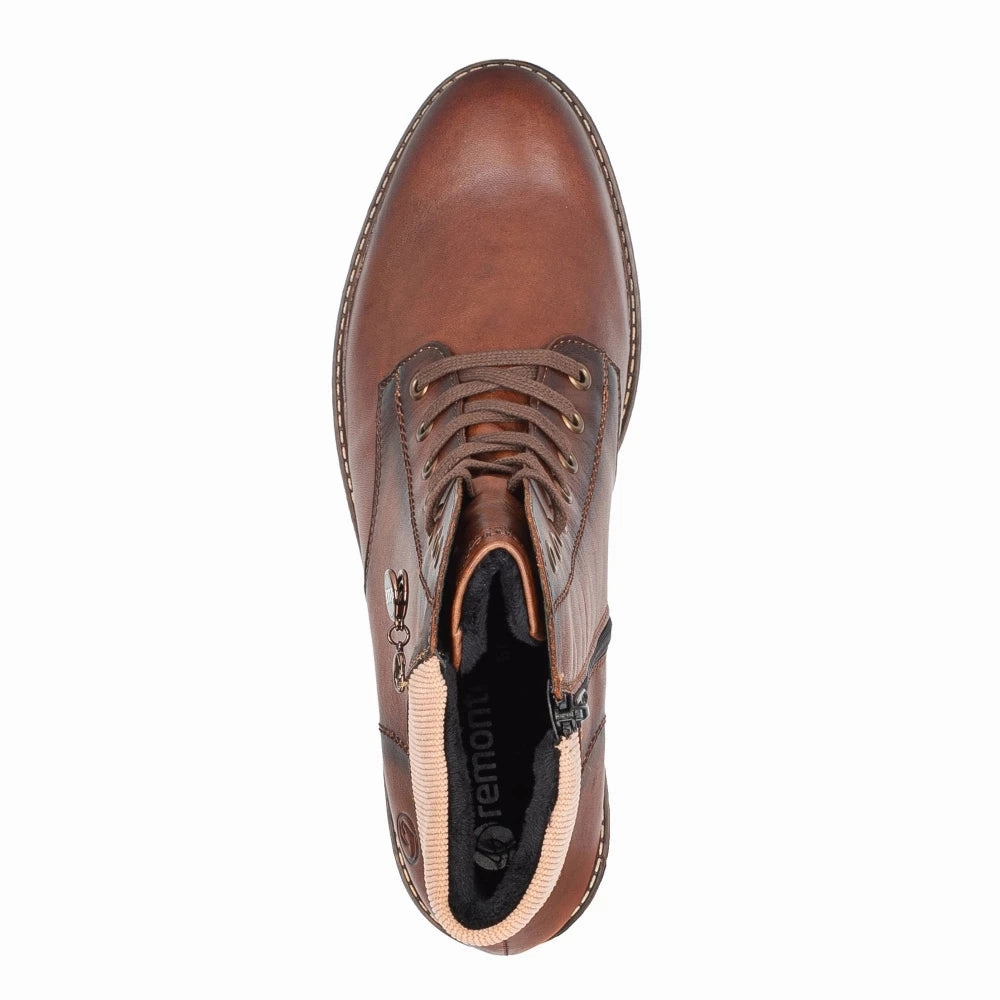 D1A70-22 Chestnut Ankle Lace/Zip Knit Cuff Comfort Grip
