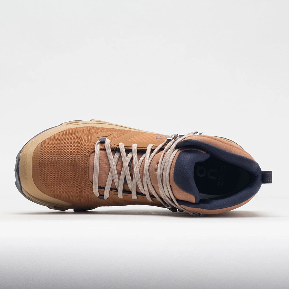 On Cloudrock 2 Waterproof Men's  Almond/Dune running in a rural area shoes