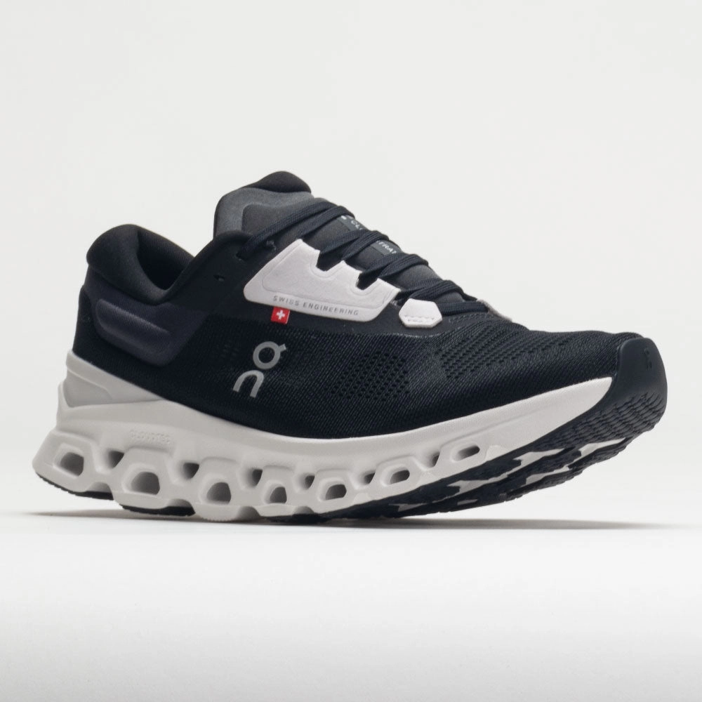 stiff material shoe matter running stride On Cloudstratus 3 Women's  Black/Frost