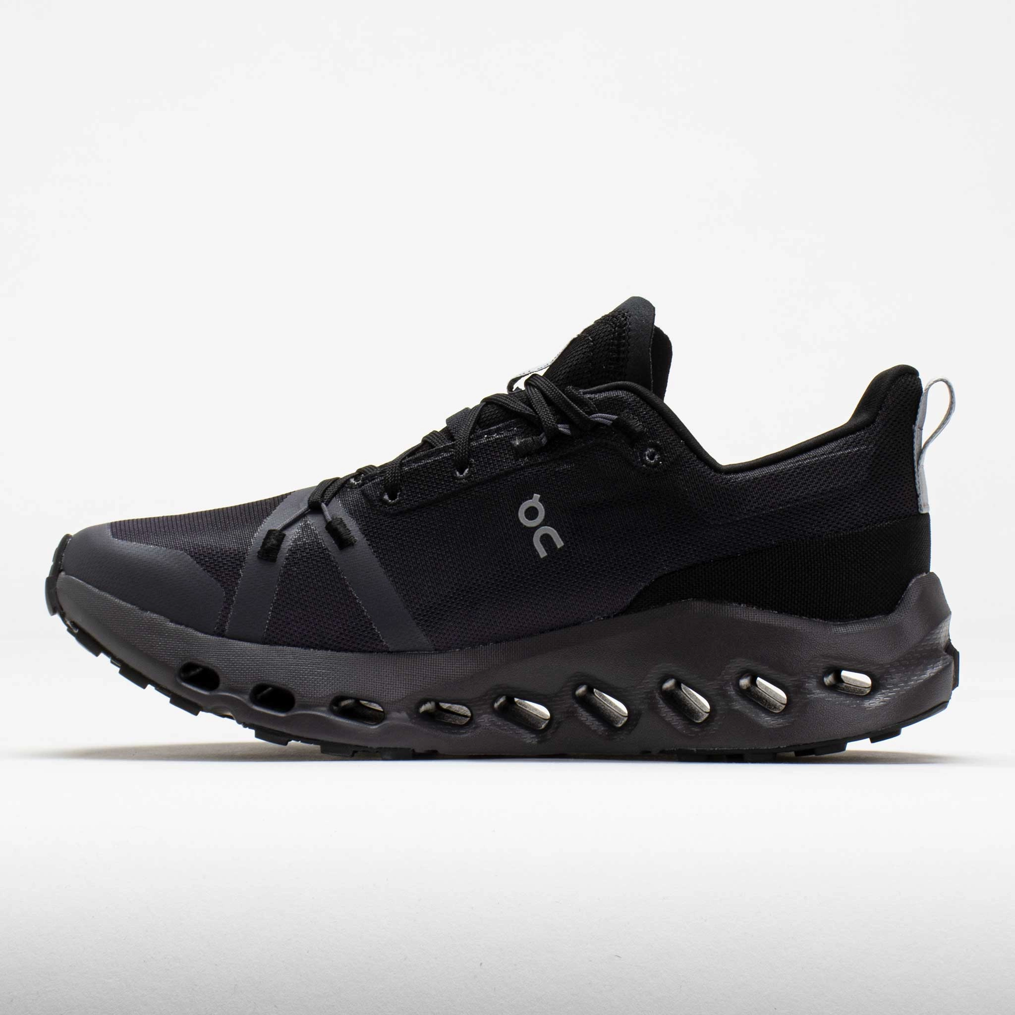 running in a gondola station area shoes indoor activities On Cloudsurfer Trail Waterproof Men's  Black/Eclipse