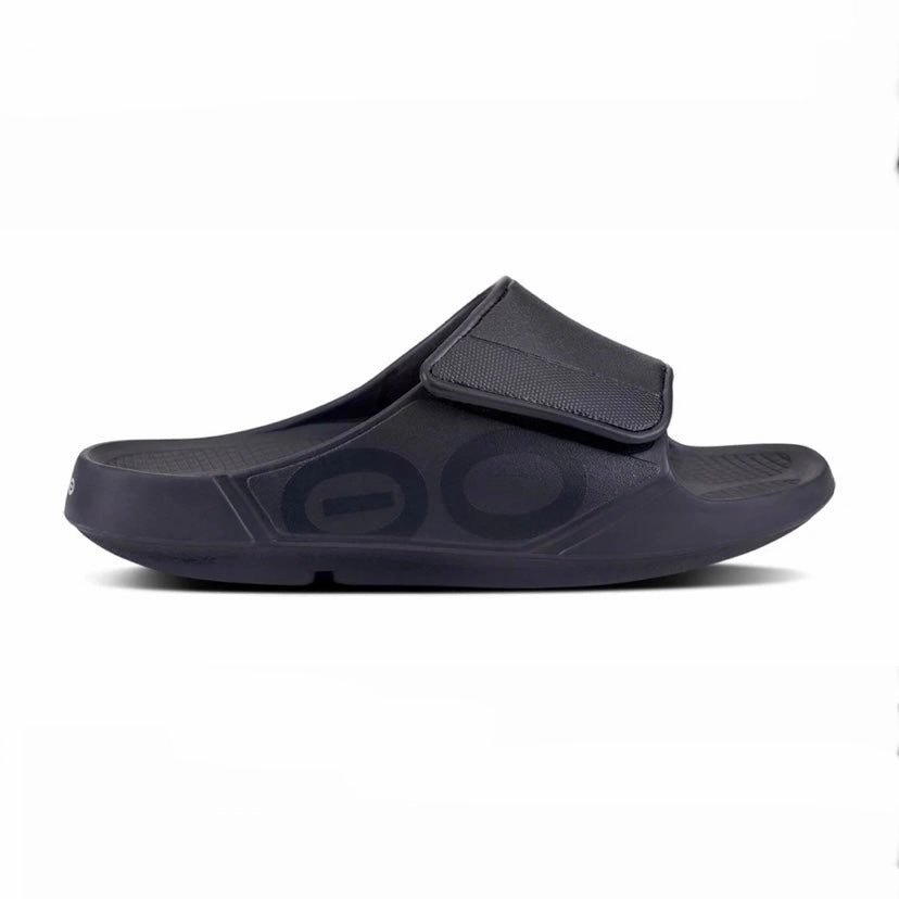 OOahh Sport Flex Matte Black Relaxed Footwear for Summer Wrap Around Strap