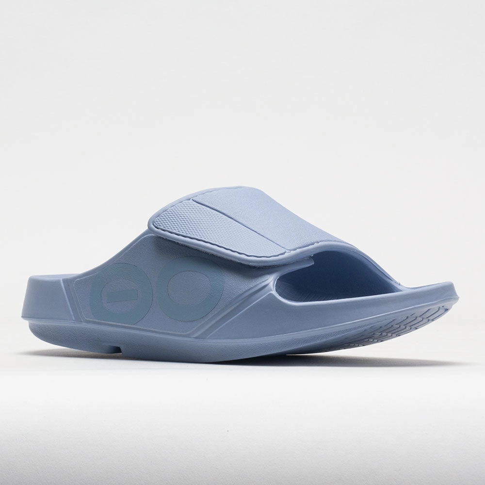 OOFOS OOahh Sport Flex Women's  Neptune Blue running in a crater area shoes