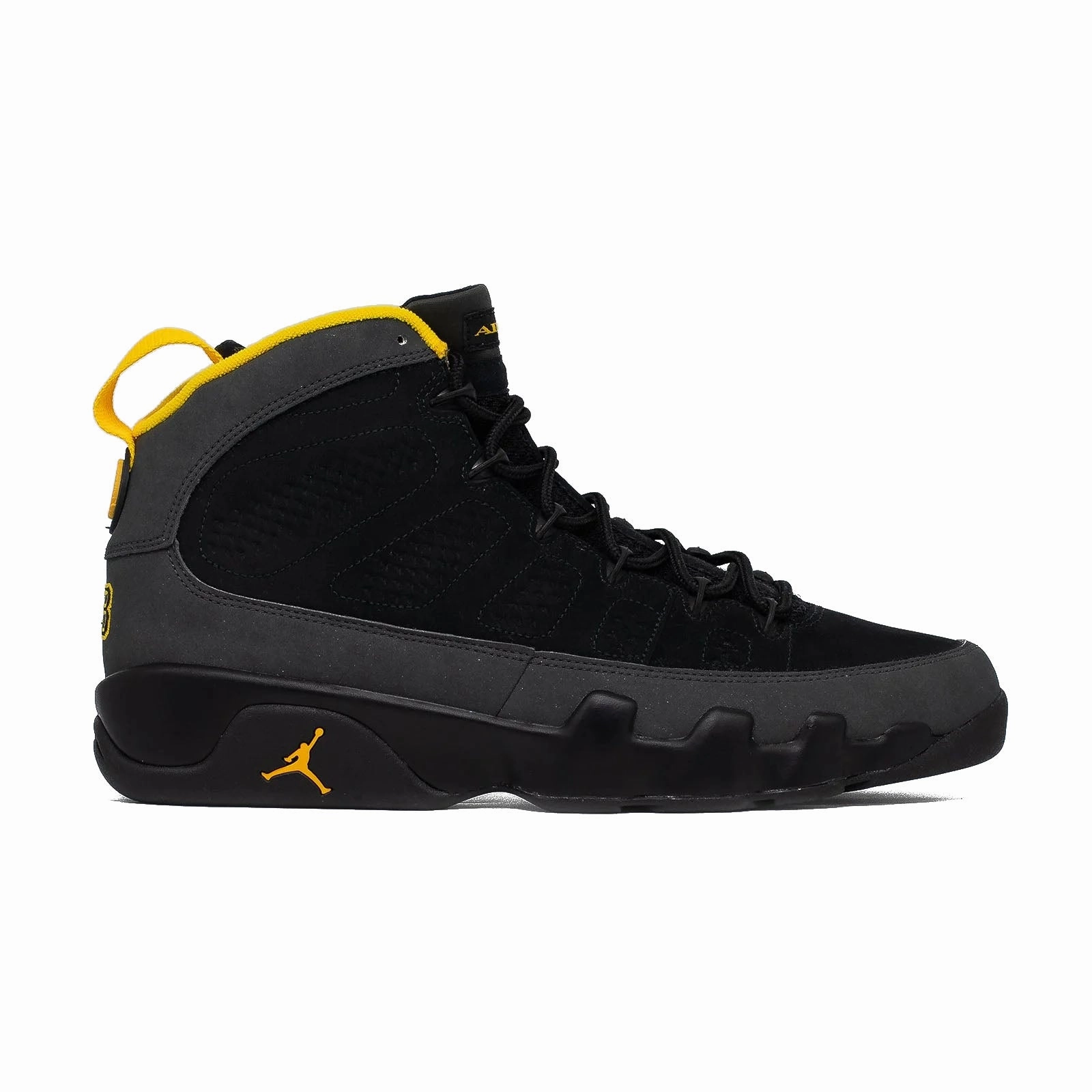 running in track and field meets shoes Agility Training Air Jordan 9, Dark Charcoal University Gold