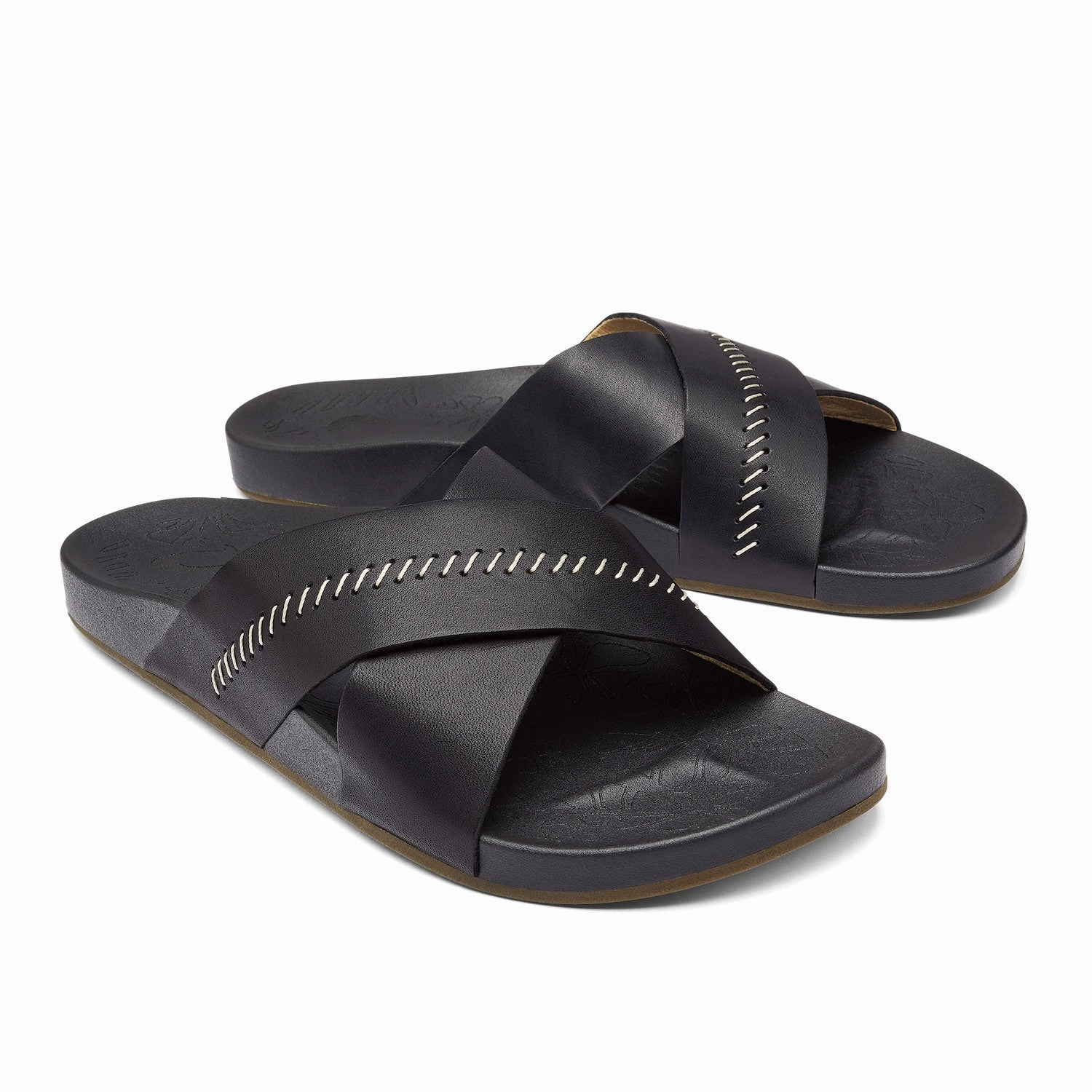 Comfy Open-toe Shoes Women's Kipe'a 'Olu Slide Sandal- Black/Black