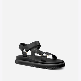 Stylish Design D-Wave Sandal Black Lambskin - Designer Slides & Sandals for Women