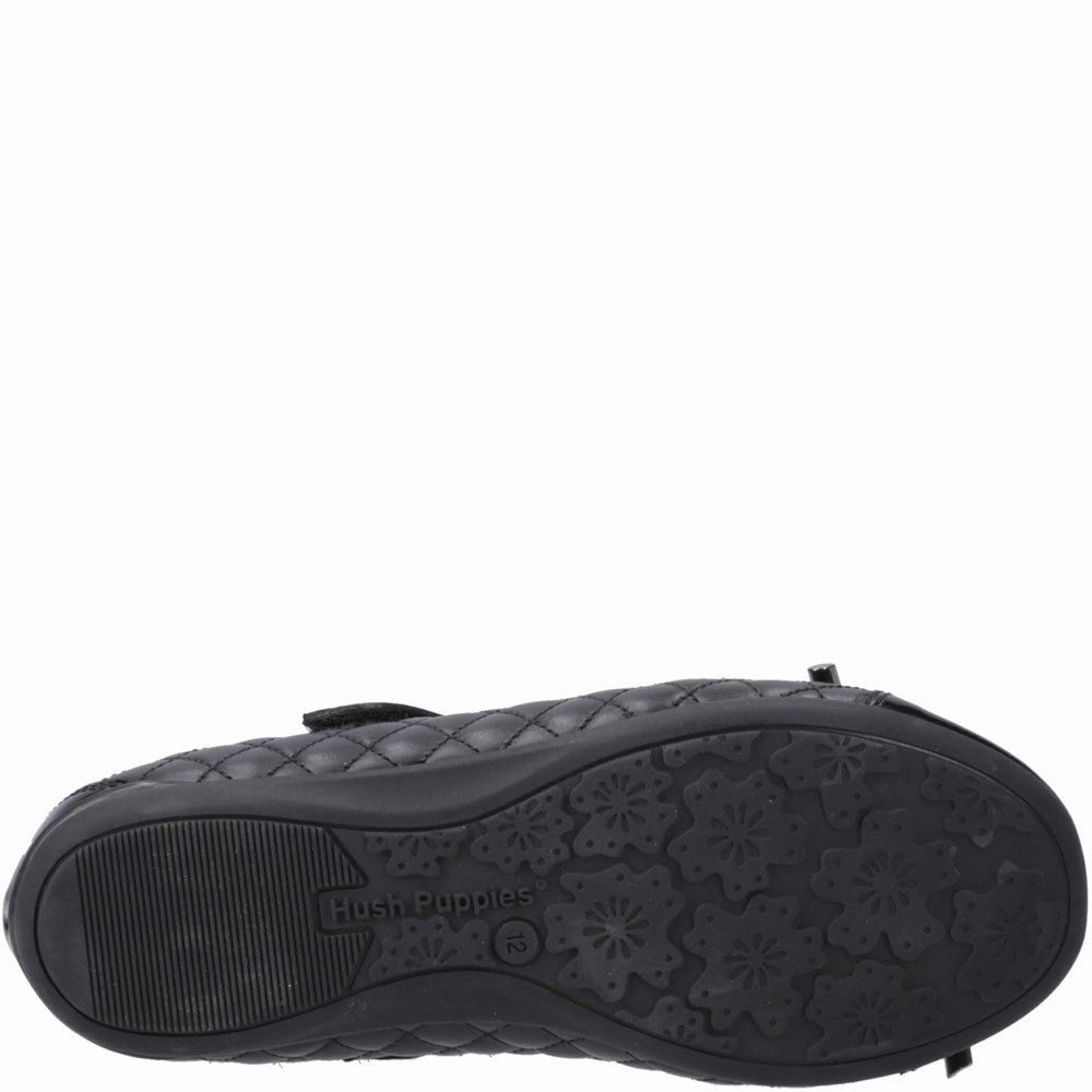Hush Puppies Lottie Quilt Ballerina Senior School Shoes Zip Closure Street Fashioned