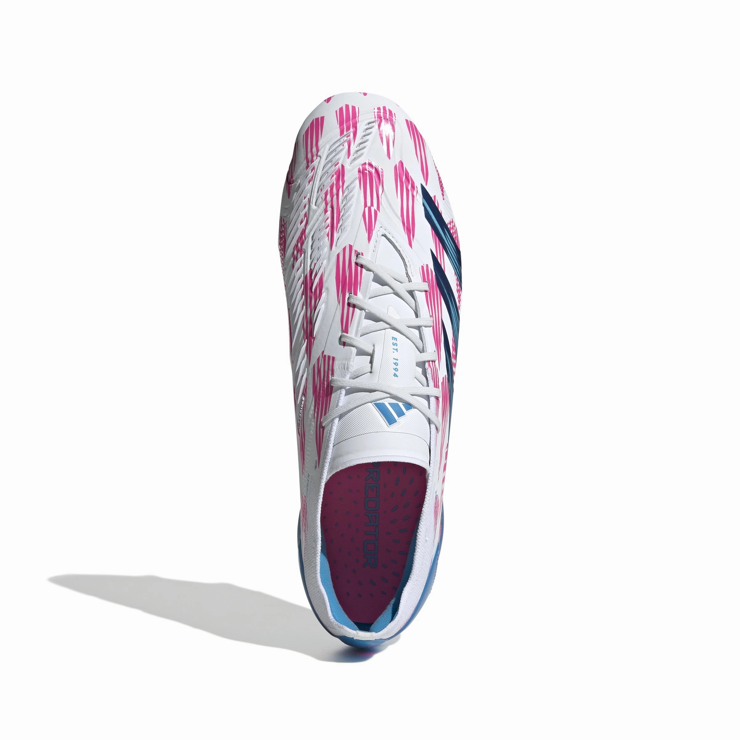 Balance Control adidas Predator Elite FG Firm Ground Soccer Cleat - FTWhite/ Solar Blue/ Solar Pink