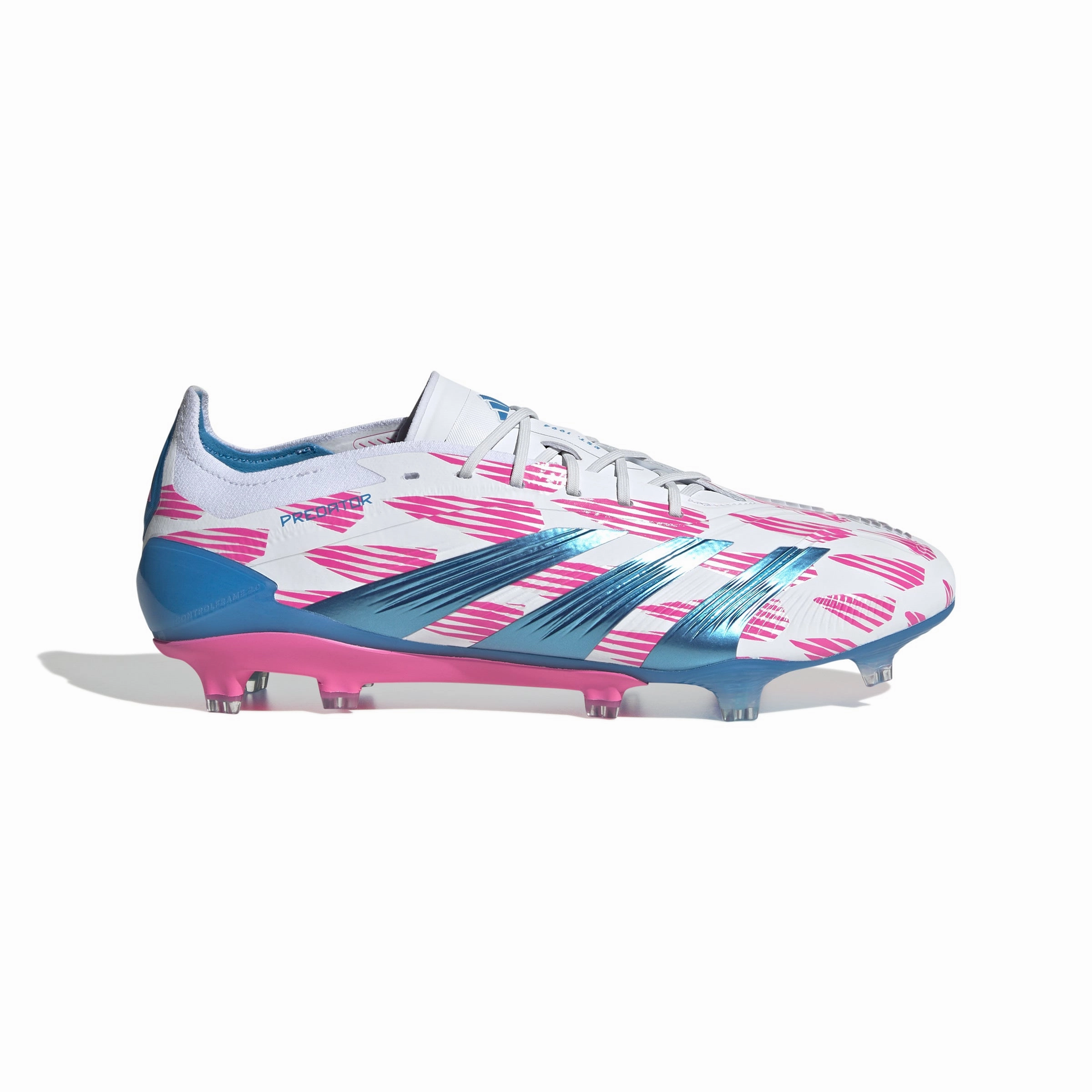adidas Predator Elite FG Firm Ground Soccer Cleat - FTWhite/ Solar Blue/ Solar Pink Shockproof