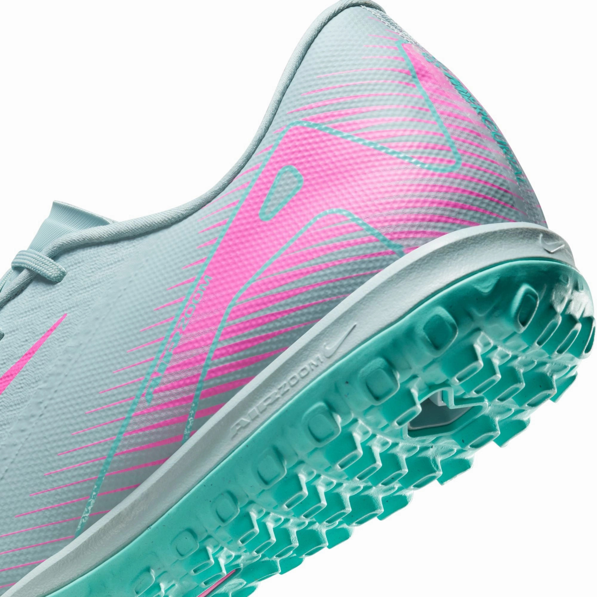 Nike Zoom Mercurial Vapor 16 Academy TF Turf Soccer Shoes- Ocean Cube/Pink Blast Foot Power