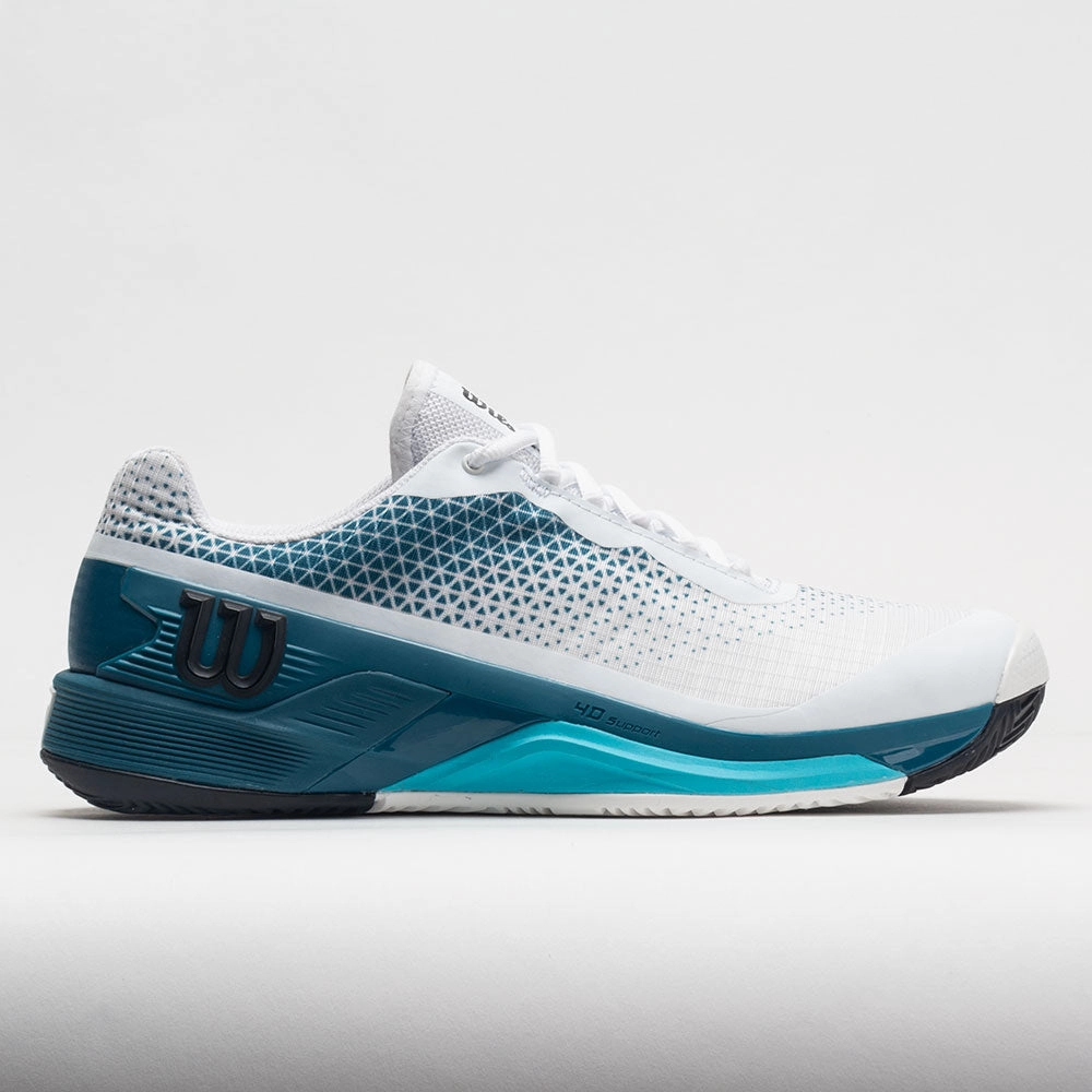 Wilson Rush Pro 4.0 Clay Men's  White/Blue Coral/Blue Atoll arch - support shoes school - run running shoes