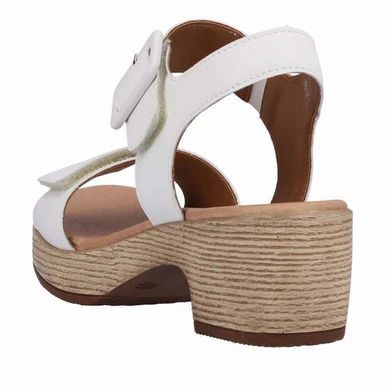 D0N52-80 Velcro Block Heel White Open Toe Design Everyday