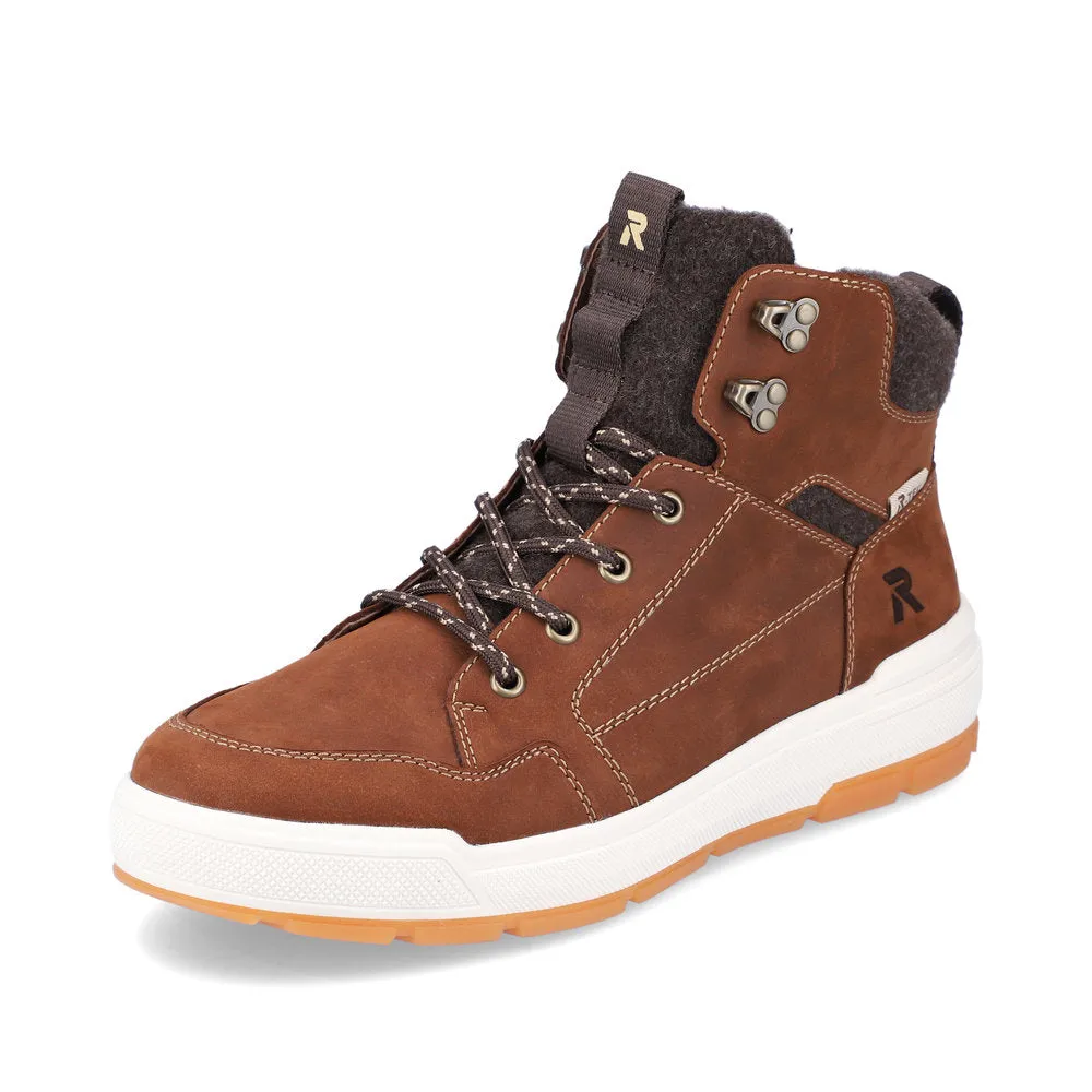 Comfortable toe box U0070-22 Brown Zip Sneaker