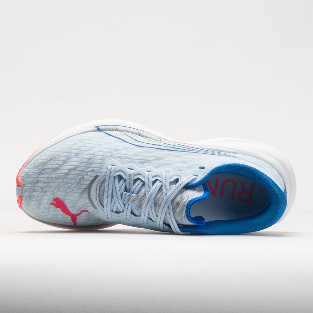 Puma Deviate Nitro 2 Women's  Icy Blue/Fire Orchid running with knee braces