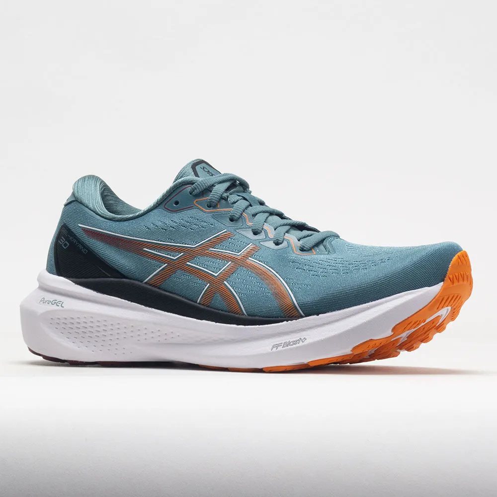 running in duathlons shoes sprint training ASICS GEL-Kayano 30 Men's  Foggy Teal/Bright Orange