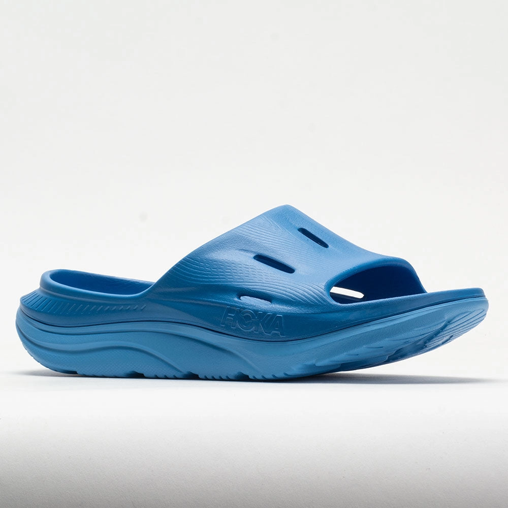 expert running shoes running in a park trail HOKA Ora Recovery Slide 3 Unisex  Coastal Sky/All Aboard