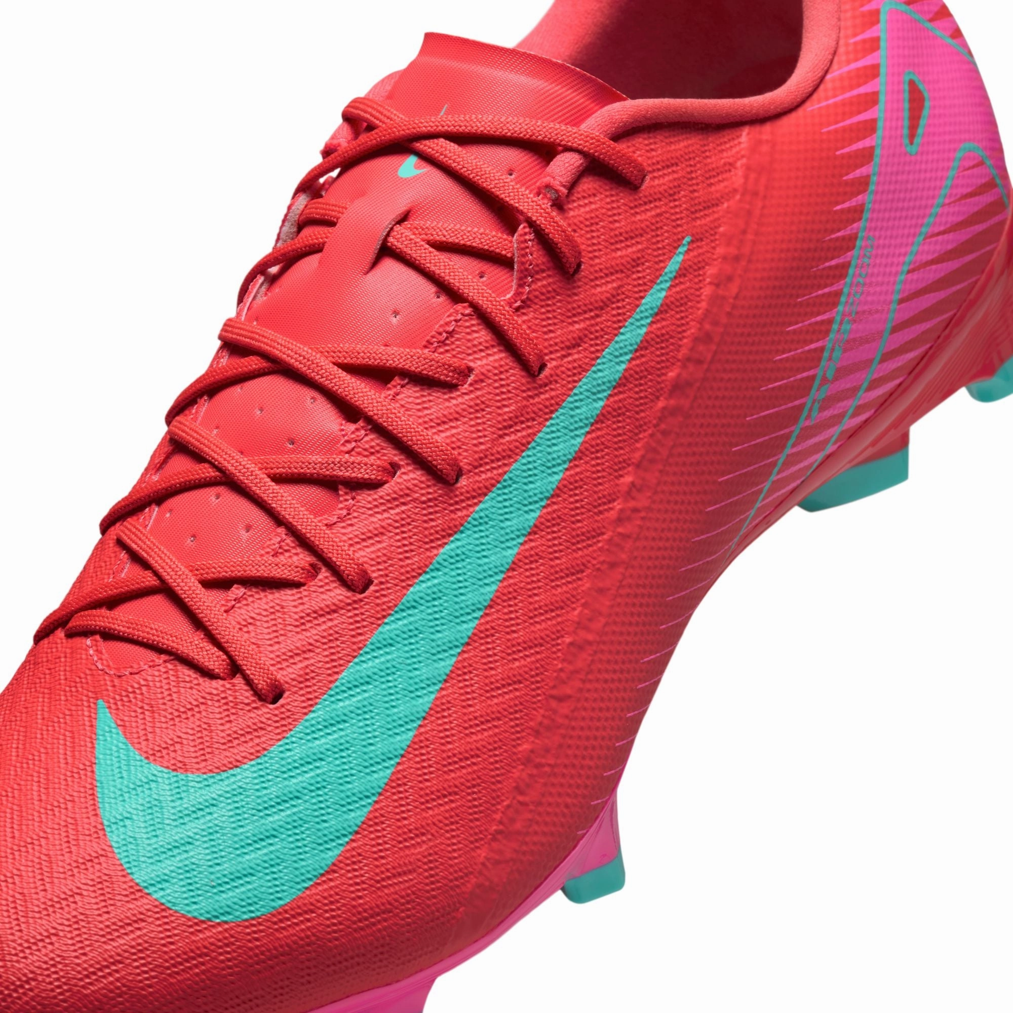 Striped Nike Zoom Mercurial Vapor 16 Academy FG Firm Ground Soccer Cleats - Ember Glow/ Aurora Green