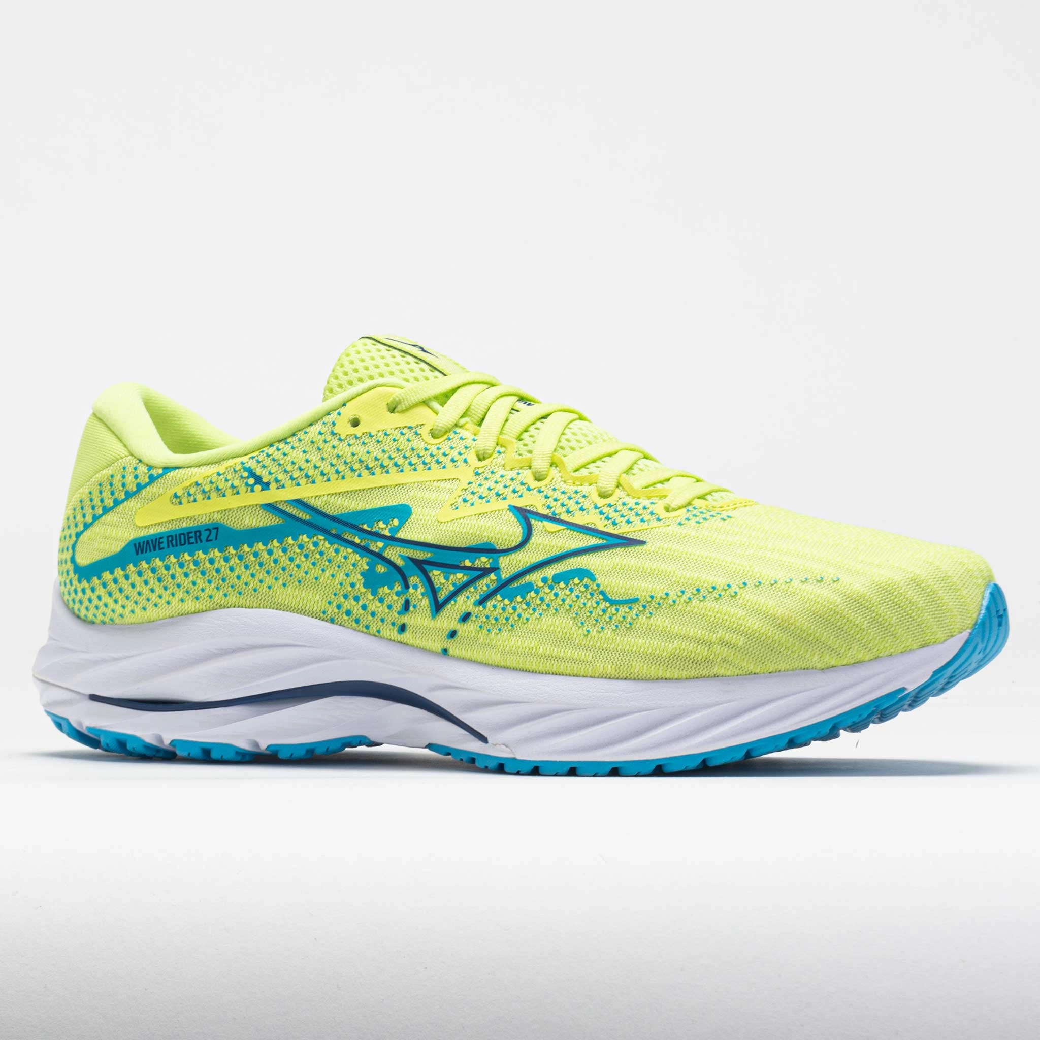 bright - colors - visibility shoes Mizuno Wave Rider 27 Men's  Sharp Green/Navy Peony