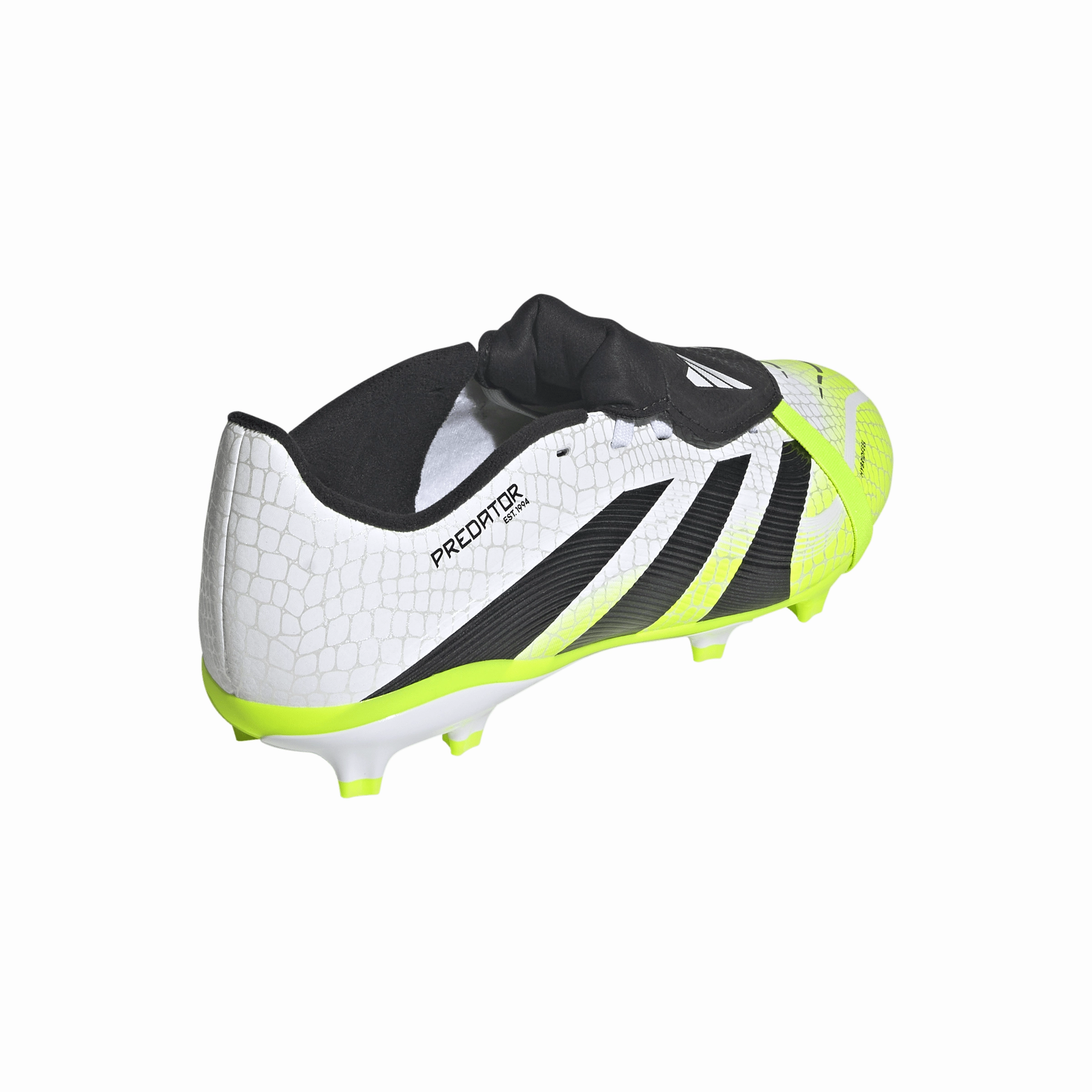 adidas Junior Predator League FT Fold Tongue FG Firm Ground Soccer Shoes  - FTWhite/ CBlack/ Luclem Running Grip