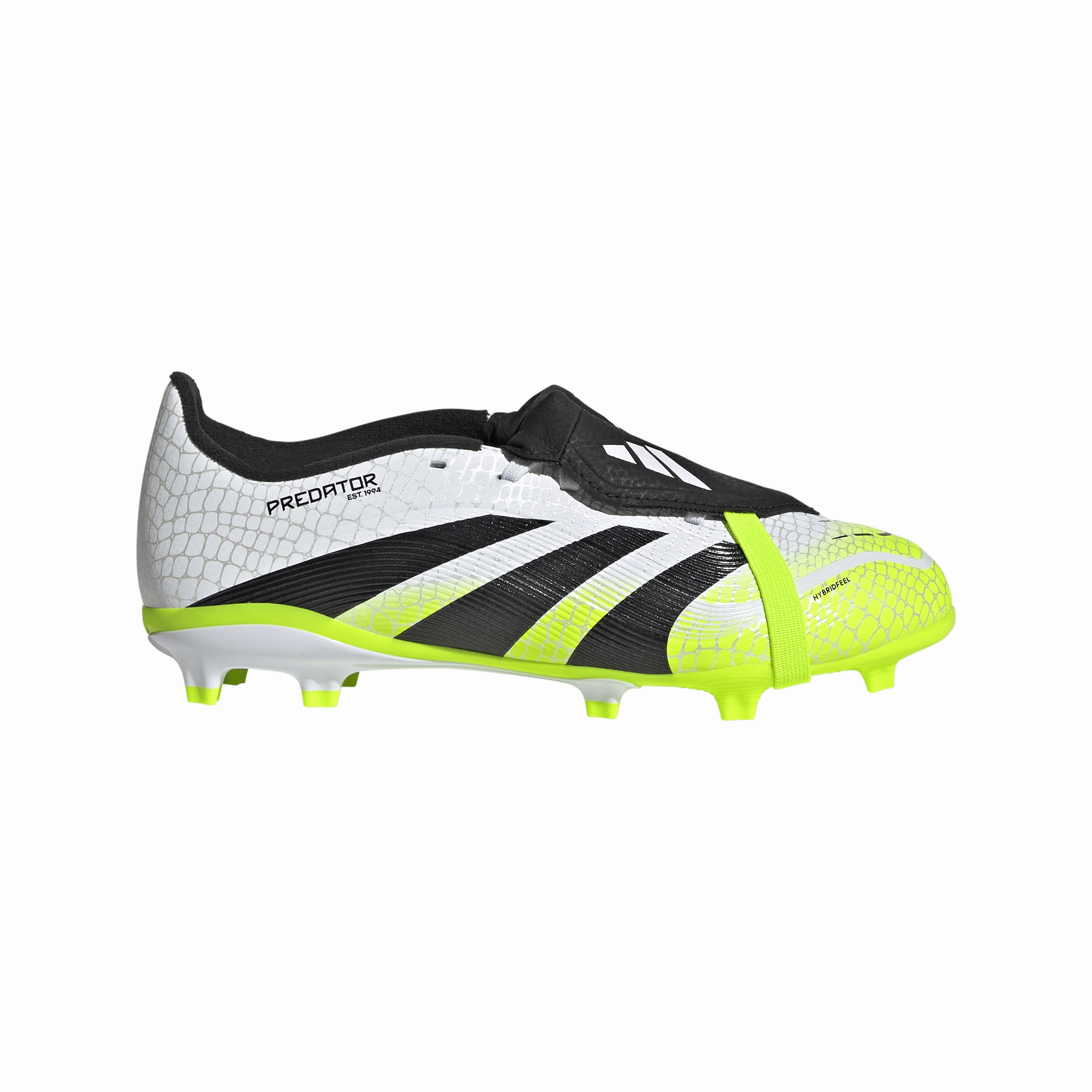 adidas Junior Predator League FT Fold Tongue FG Firm Ground Soccer Shoes  - FTWhite/ CBlack/ Luclem Power Motion